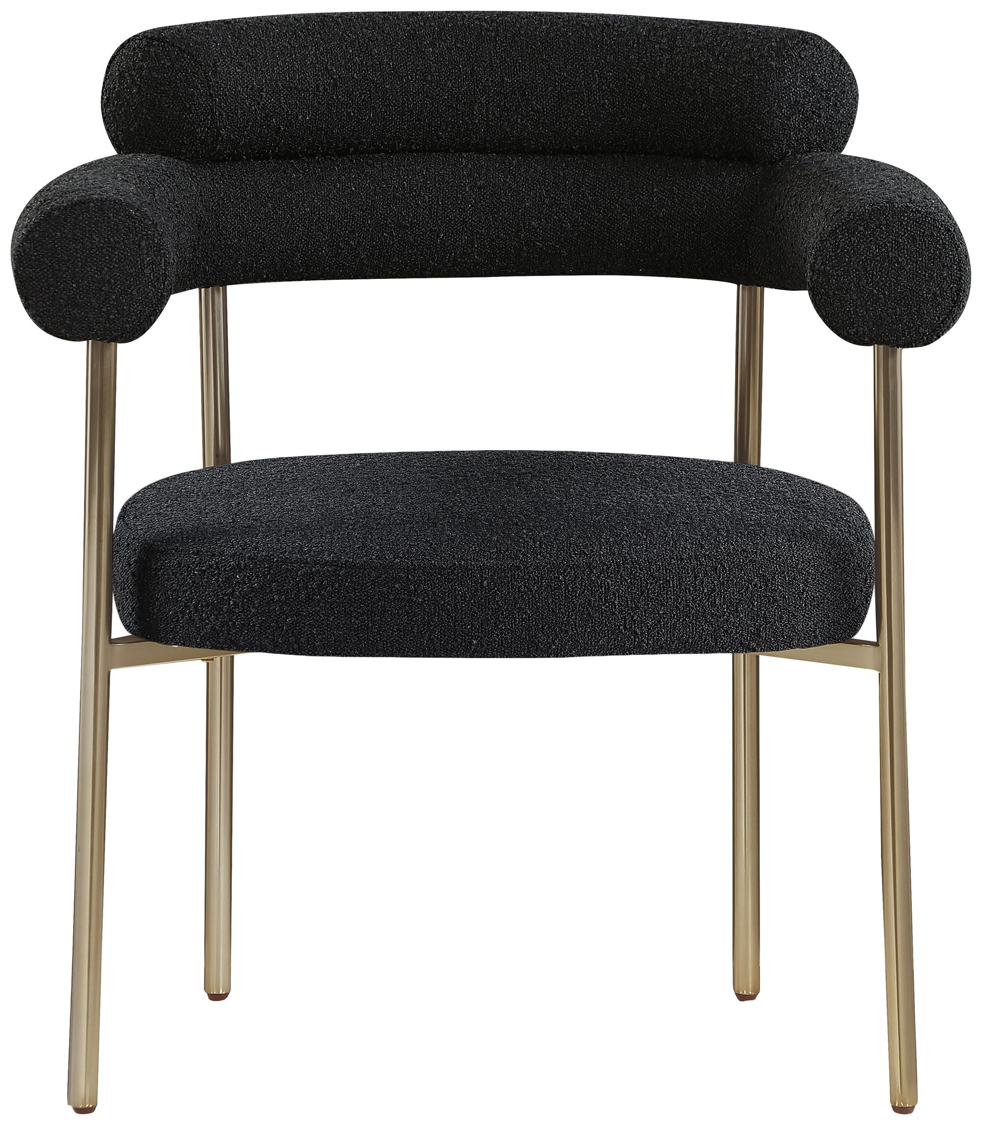Blake Boucle Fabric Dining Chair with Brushed Brass Base