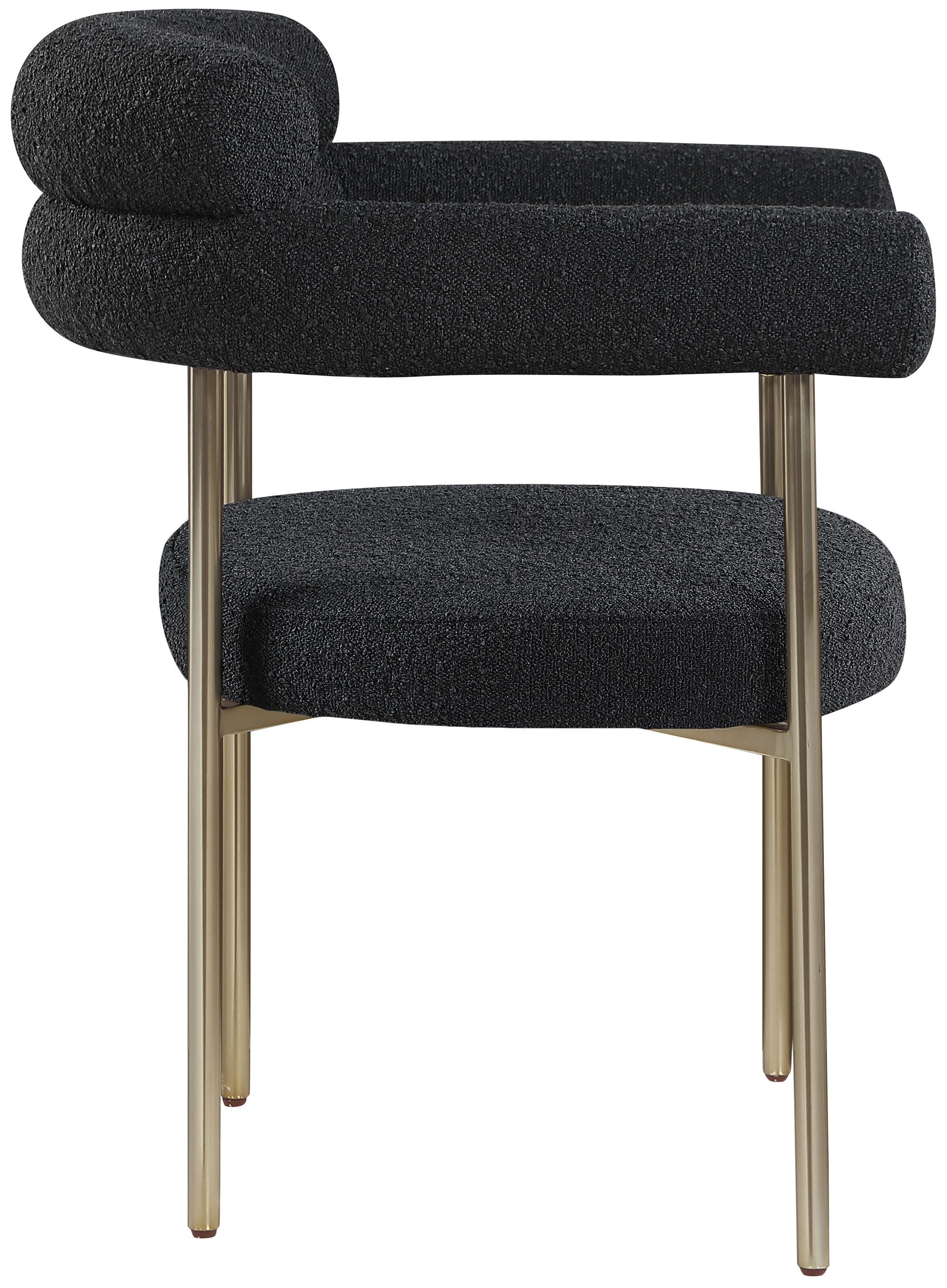 Blake Boucle Fabric Dining Chair with Brushed Brass Base