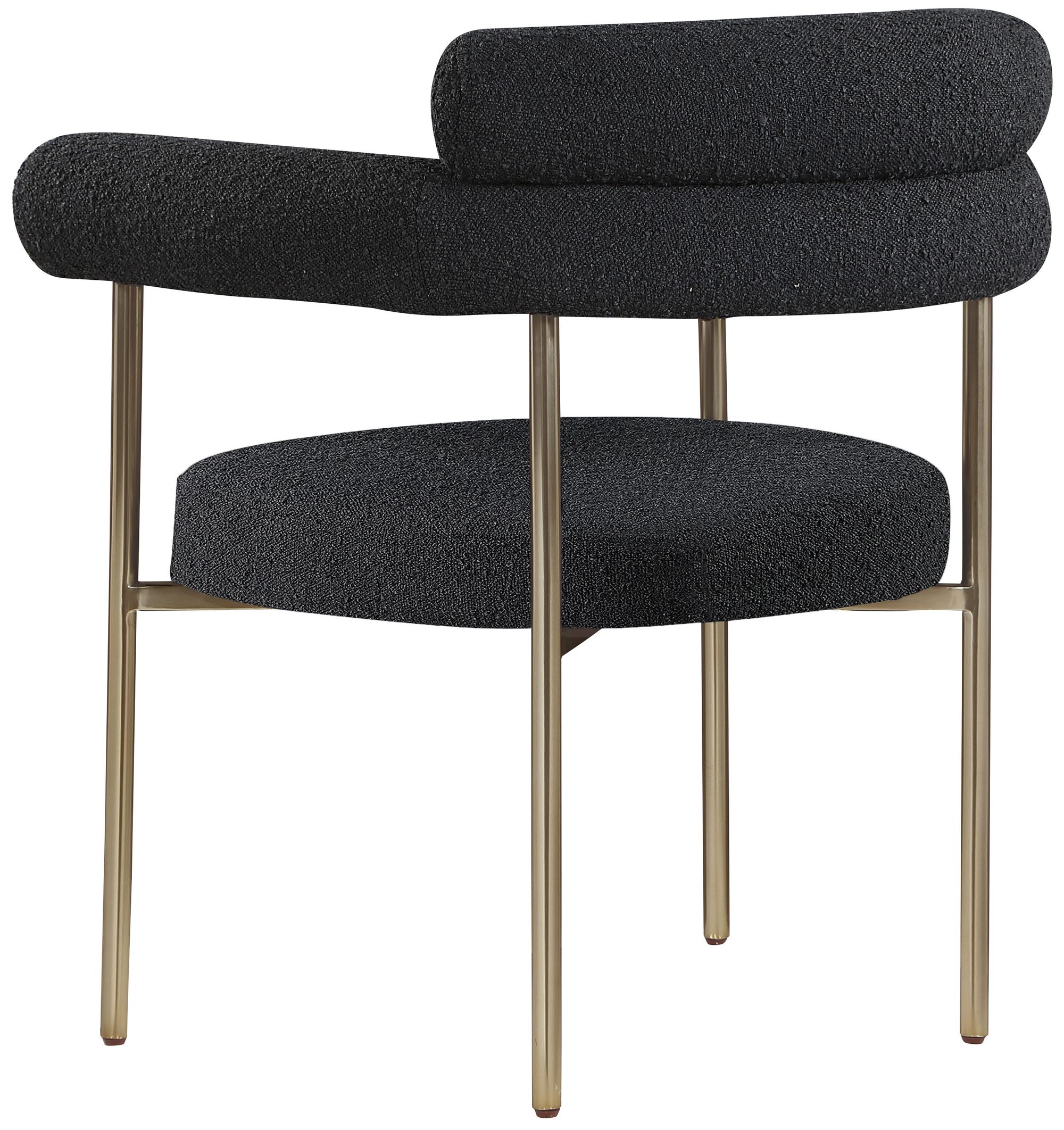 Blake Boucle Fabric Dining Chair with Brushed Brass Base