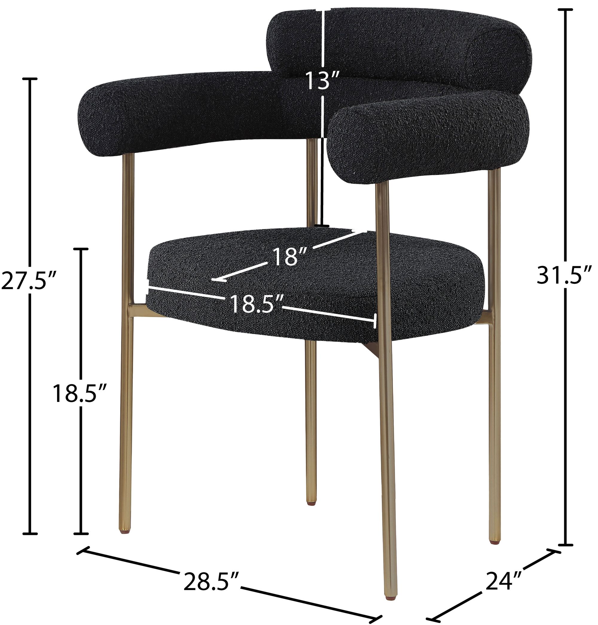Blake Boucle Fabric Dining Chair with Brushed Brass Base