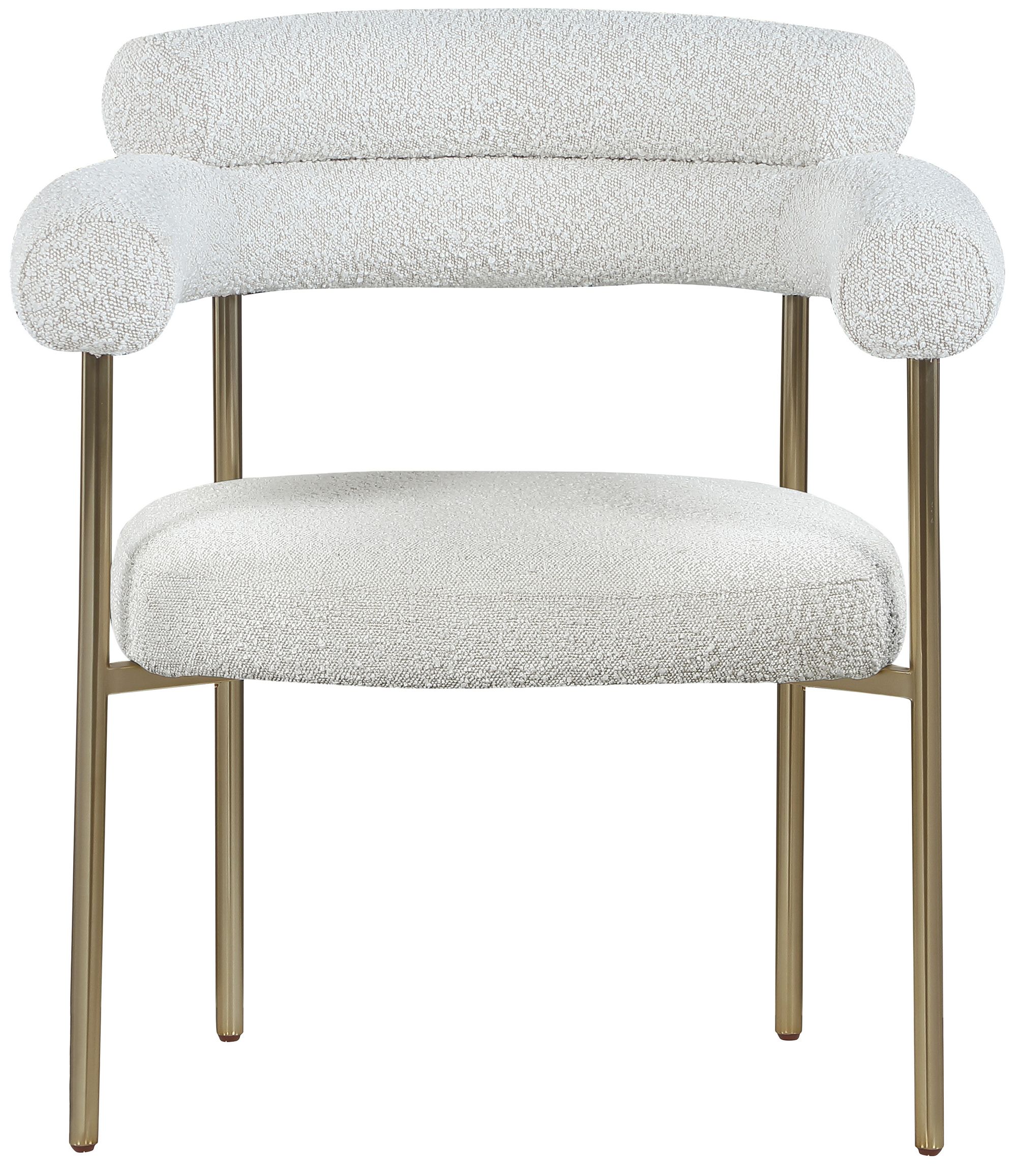 Blake Boucle Fabric Dining Chair with Brushed Brass Base