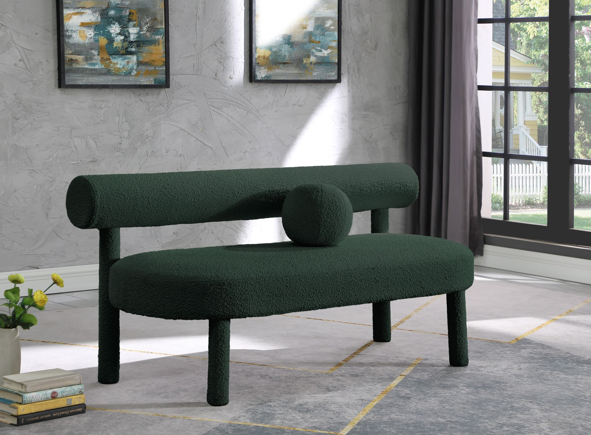 Parlor Boucle Fabric Bench