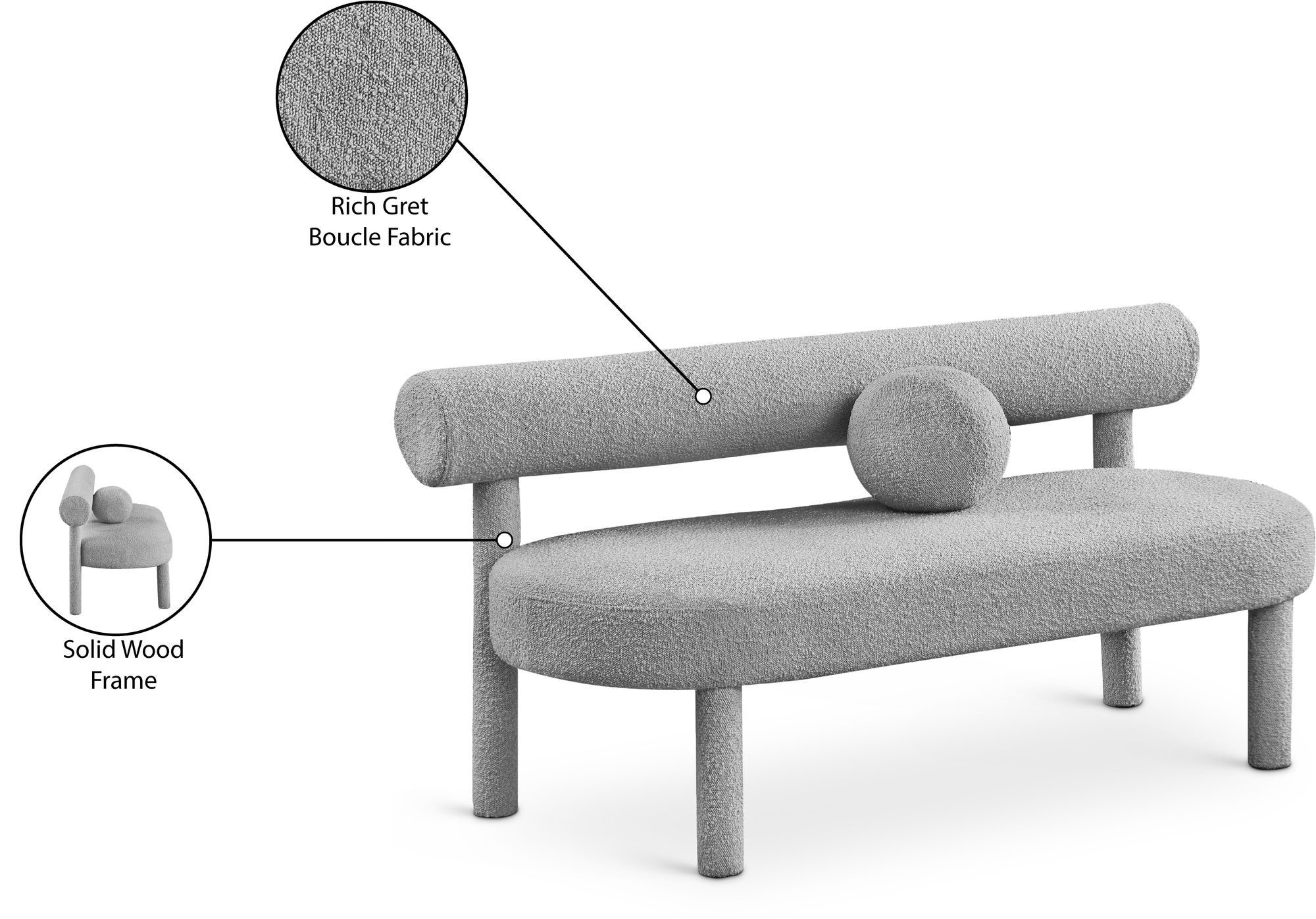 Parlor Boucle Fabric Bench