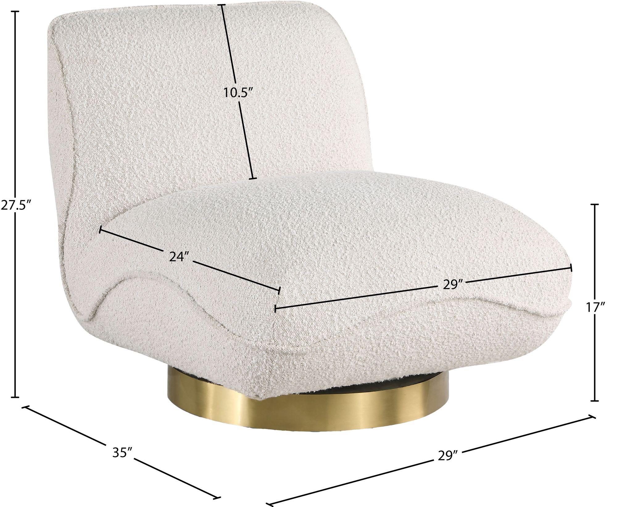 Geneva Boucle Fabric Swivel Accent Chair