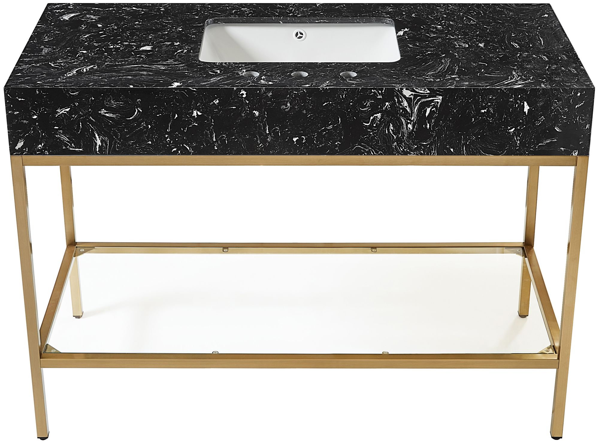 Marmo 48" Marble Single Bathroom Vanity with & Ceramic Sink
