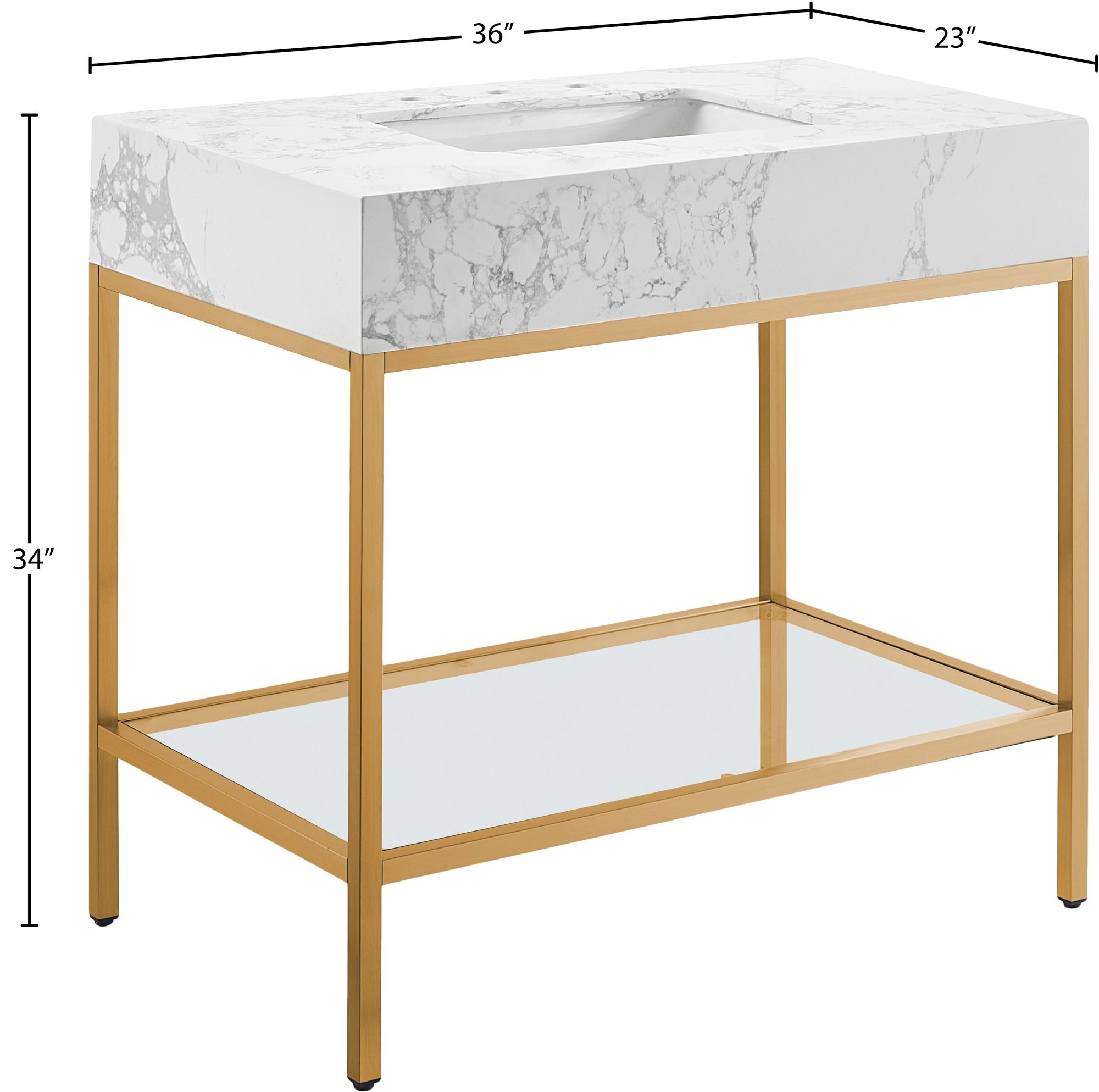 Marmo 36" Marble Single Bathroom Vanity with Ceramic Sink