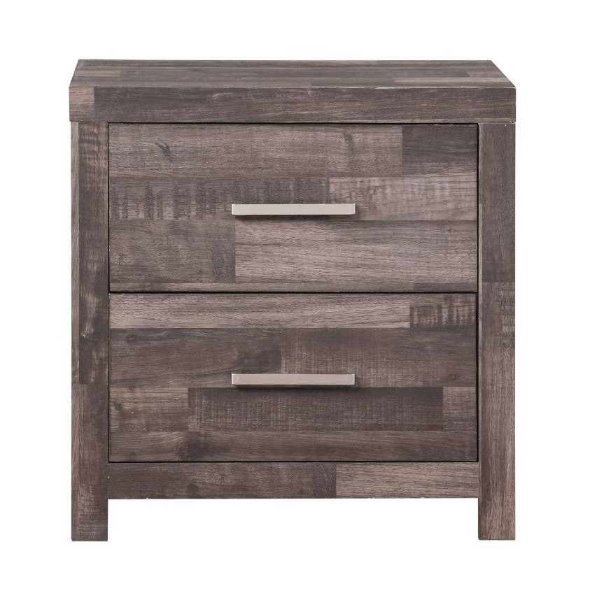 Rustic Transitional Assembled Wooden 2-Drawers Nightstand with Sled Base
