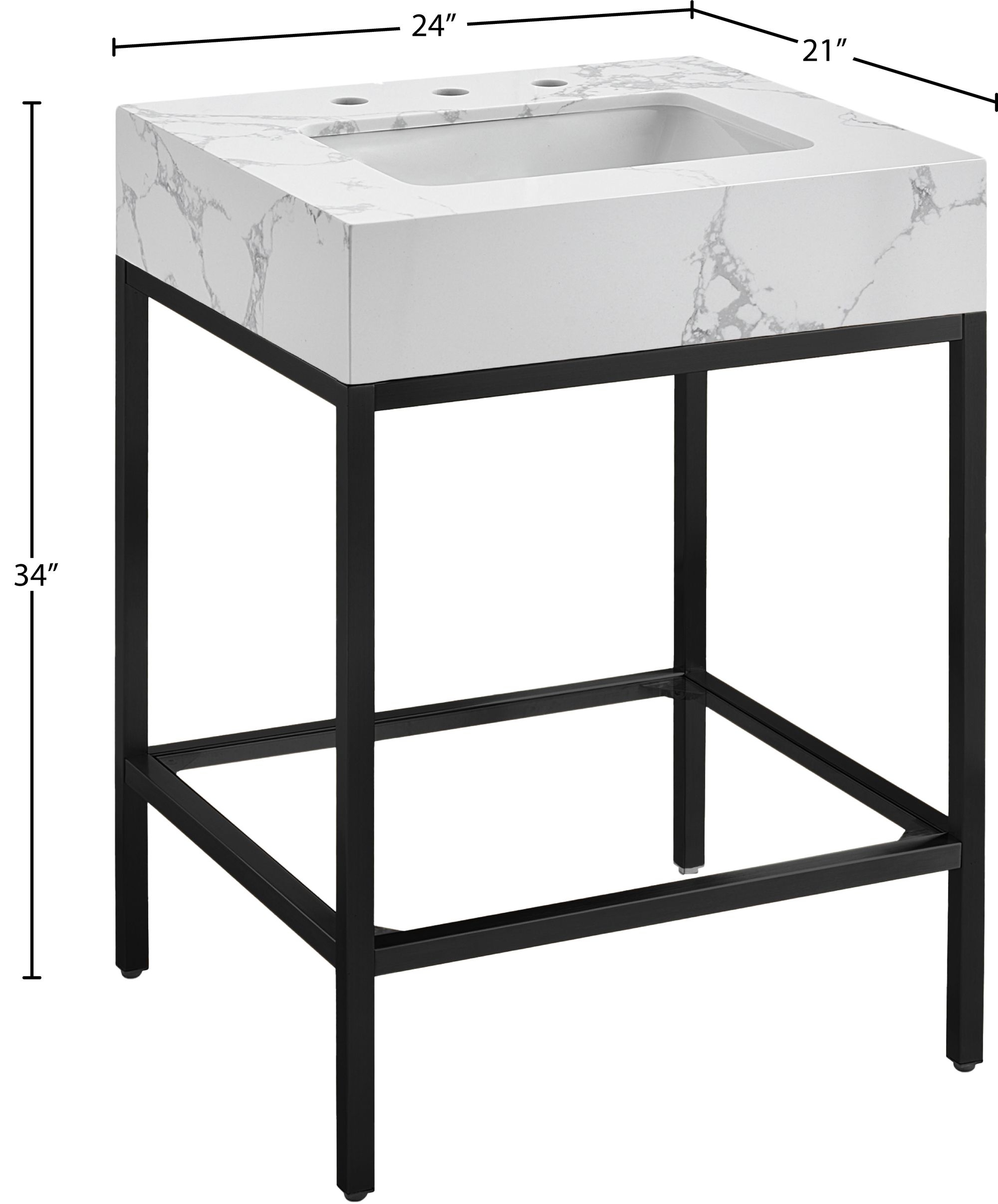 Marmo 24" Marble Single Bathroom Vanity with Ceramic Sink