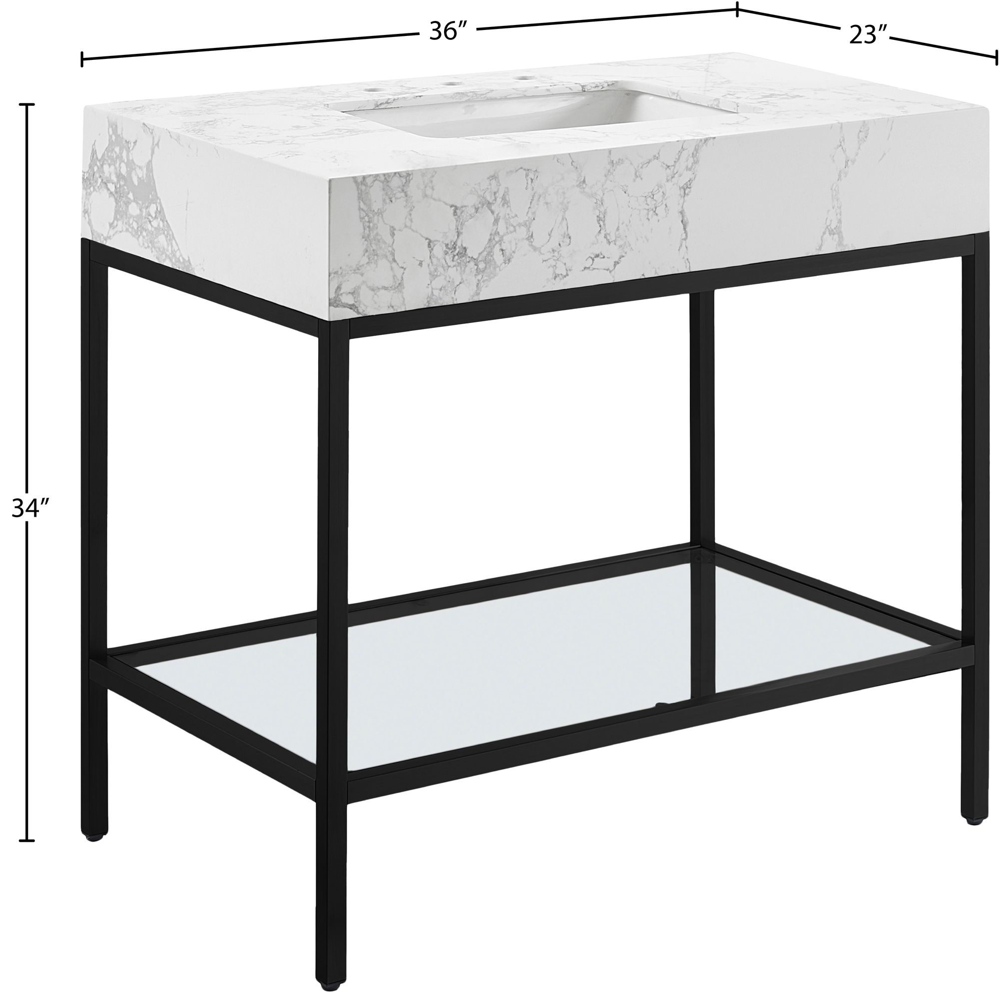 Marmo 36" Marble Single Bathroom Vanity with Ceramic Sink