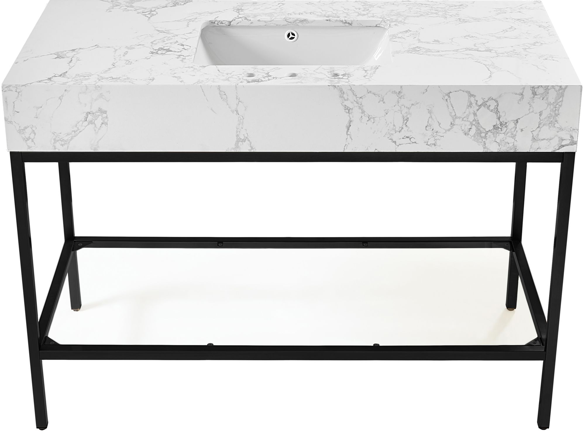 Marmo 48" Marble Single Bathroom Vanity with Matte Black Metal Base & Ceramic Sink