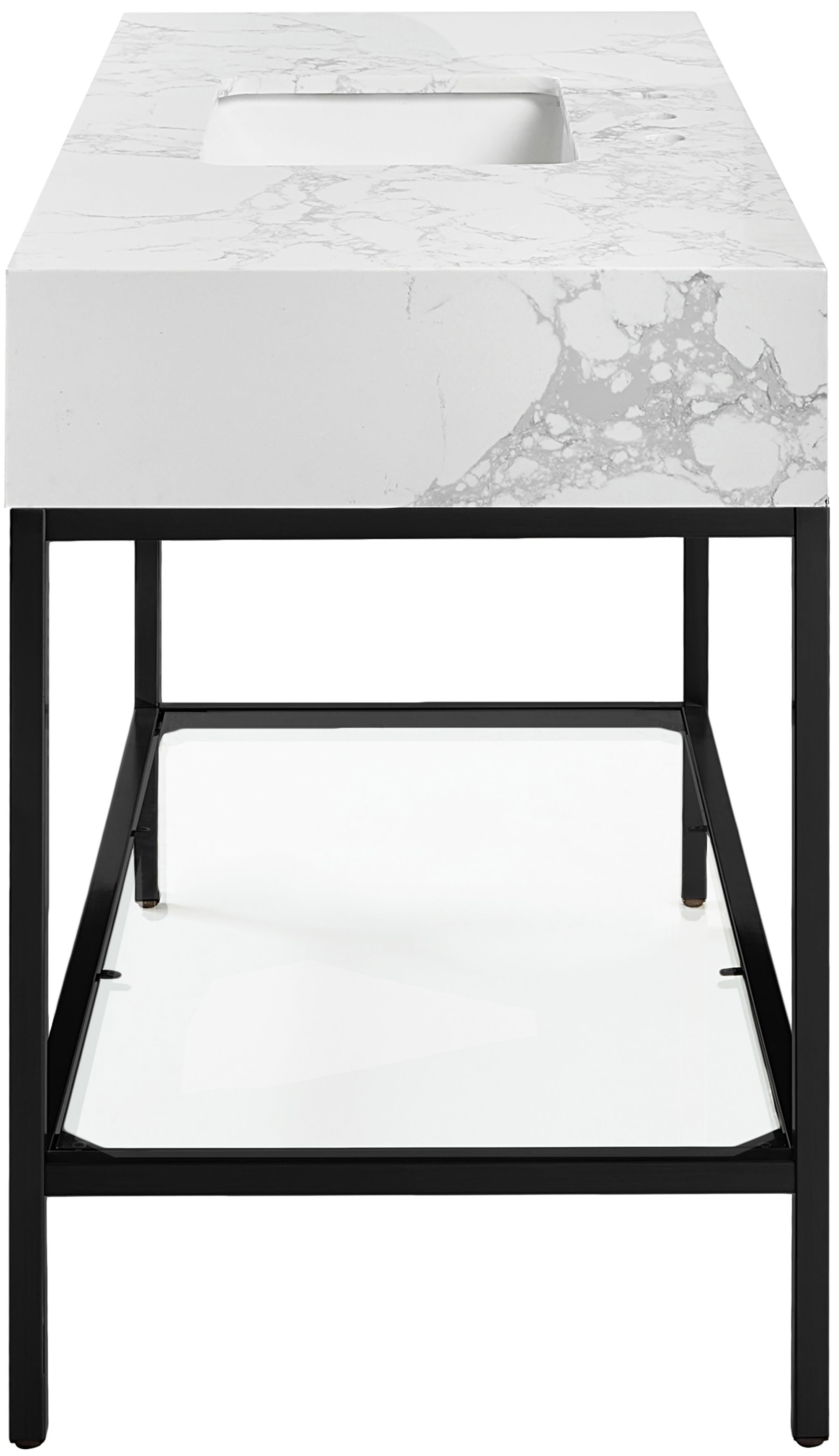 Marmo 48" Marble Single Bathroom Vanity with Matte Black Metal Base & Ceramic Sink