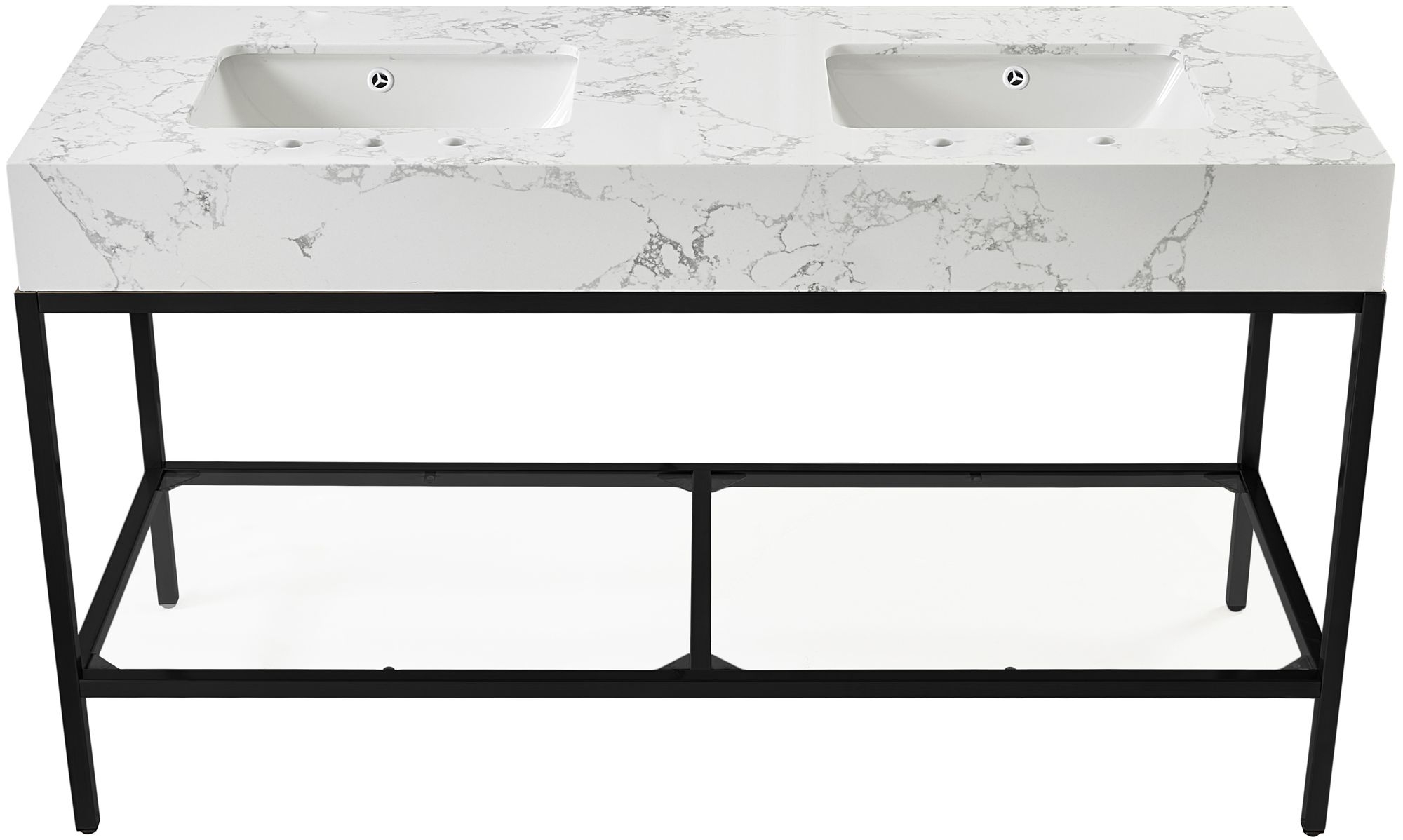 Marmo 60" Marble Double Bathroom Vanity with Ceramic Sinks