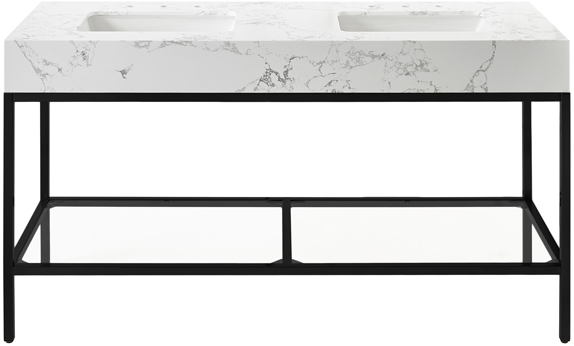 Marmo 60" Marble Double Bathroom Vanity with Matte Black Metal Base & Ceramic Sinks