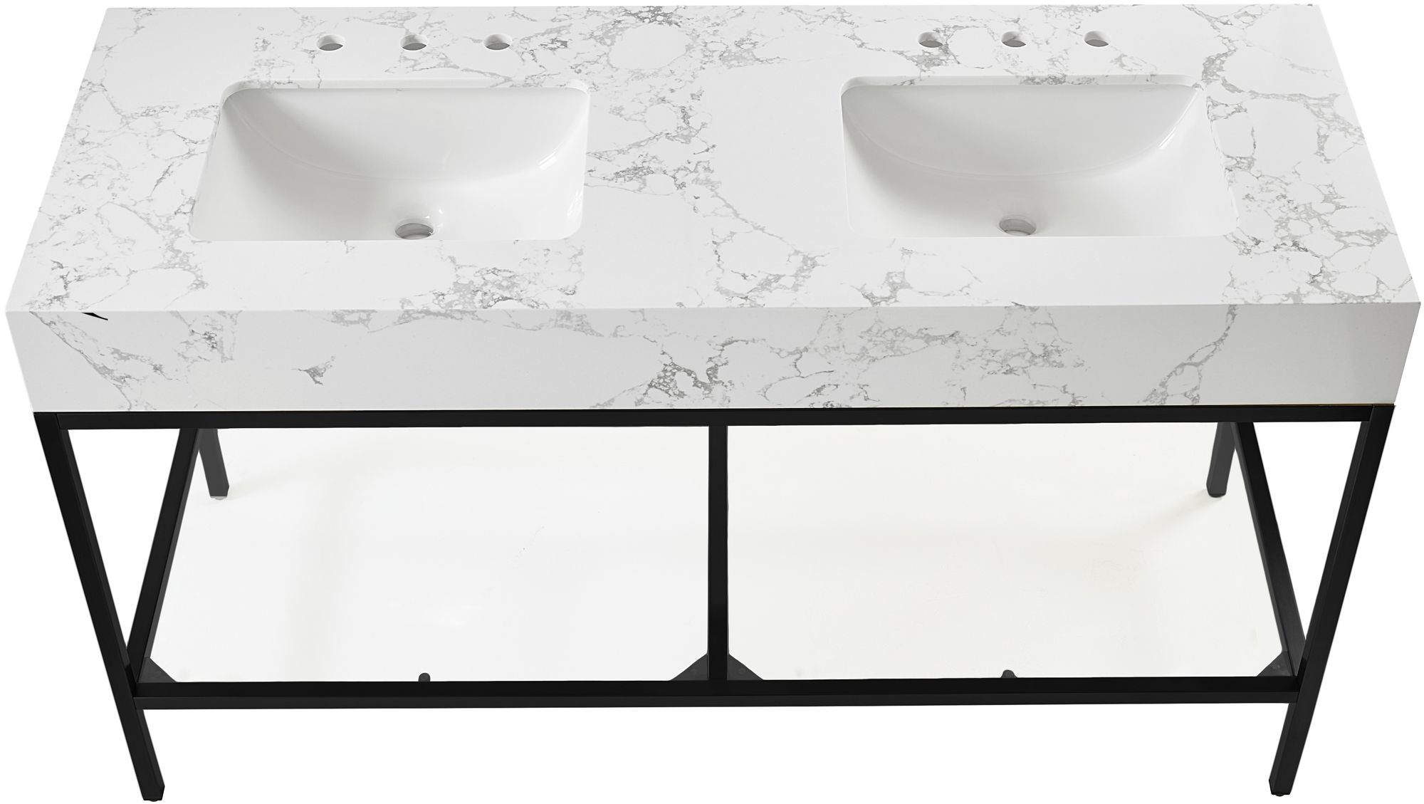 Marmo 60" Marble Double Bathroom Vanity with Ceramic Sinks