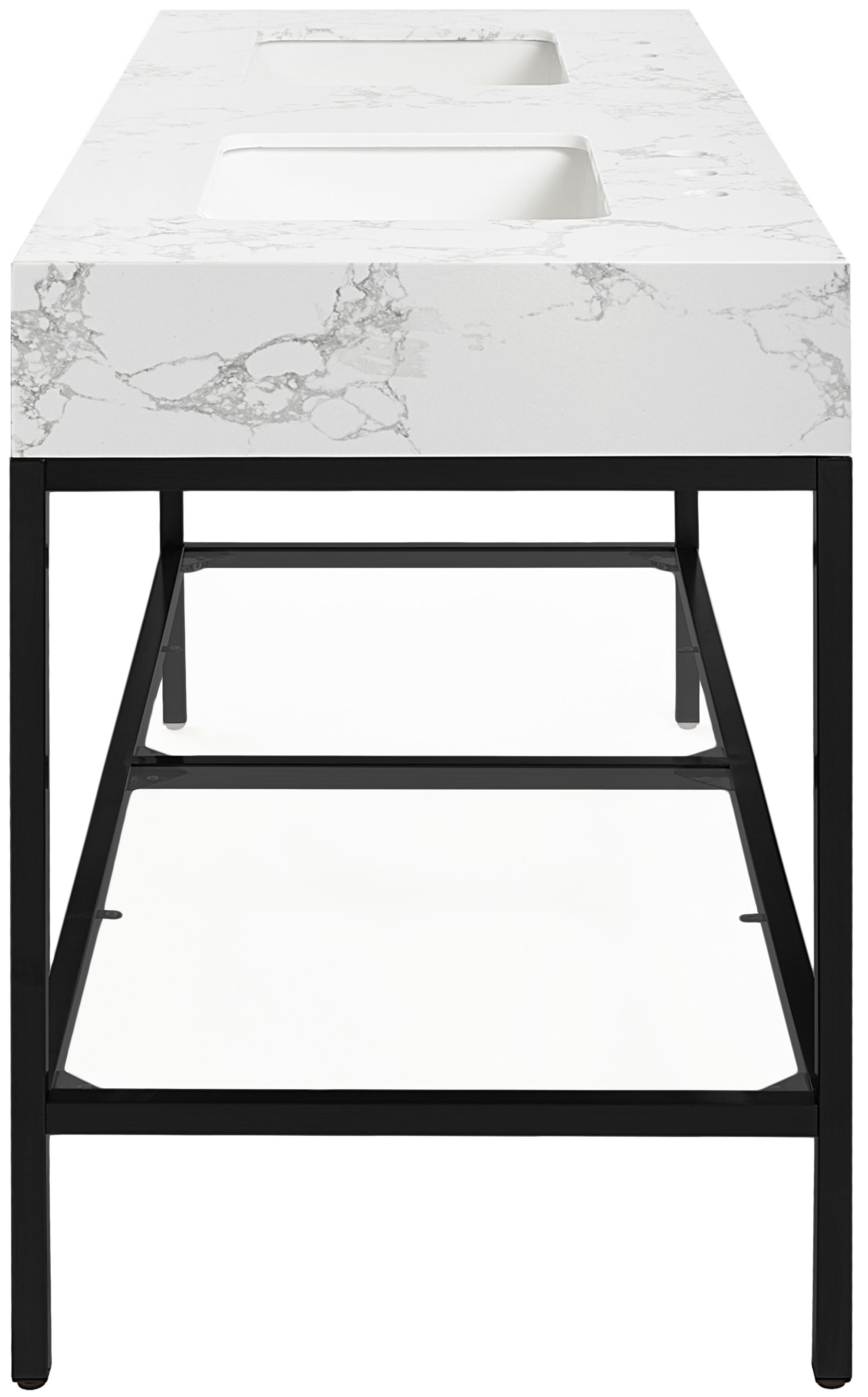 Marmo 60" Marble Double Bathroom Vanity with Matte Black Metal Base & Ceramic Sinks