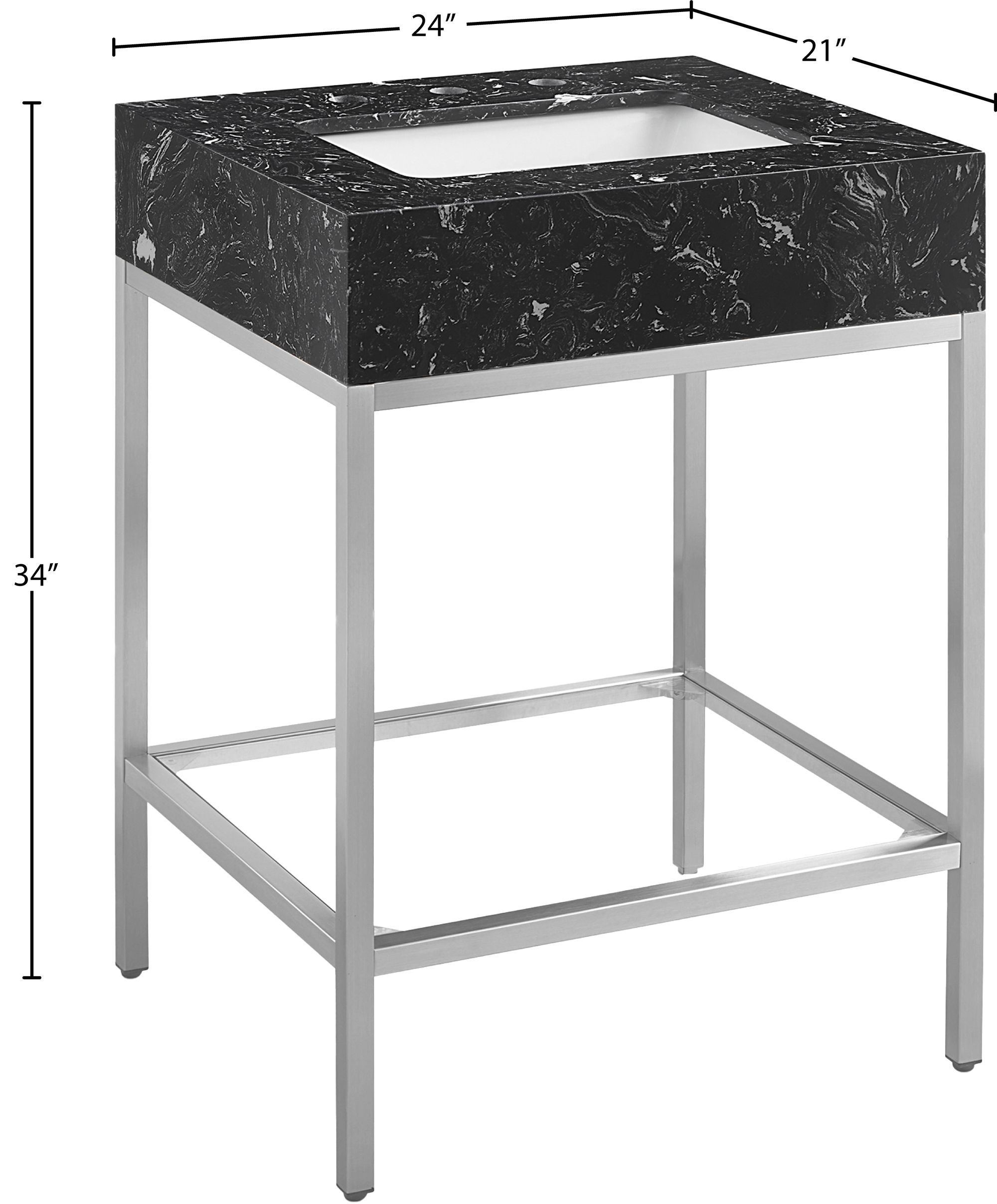 Marmo 24" Marble Single Bathroom Vanity with Ceramic Sink
