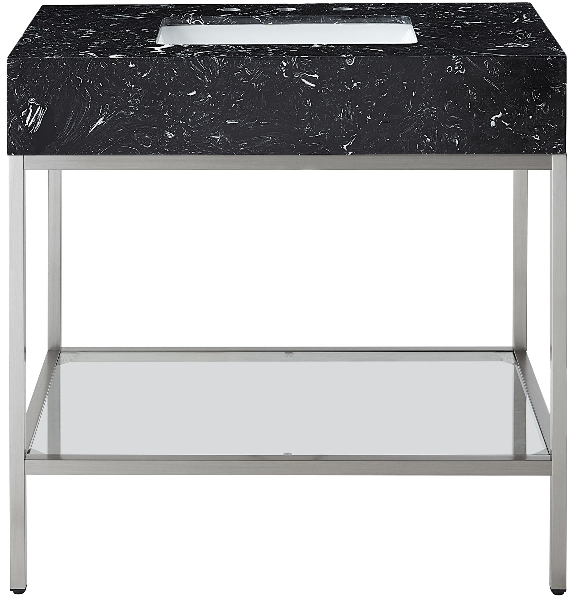 Marmo 36" Marble Single Bathroom Vanity with Chrome Base & Ceramic Sink