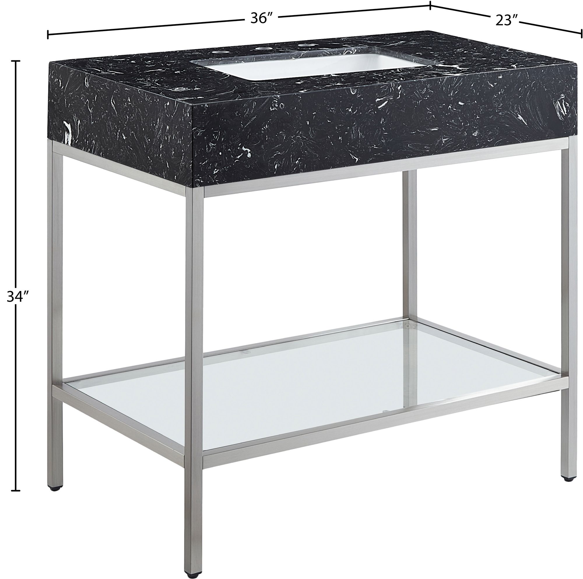 Marmo 36" Marble Single Bathroom Vanity with Chrome Base & Ceramic Sink