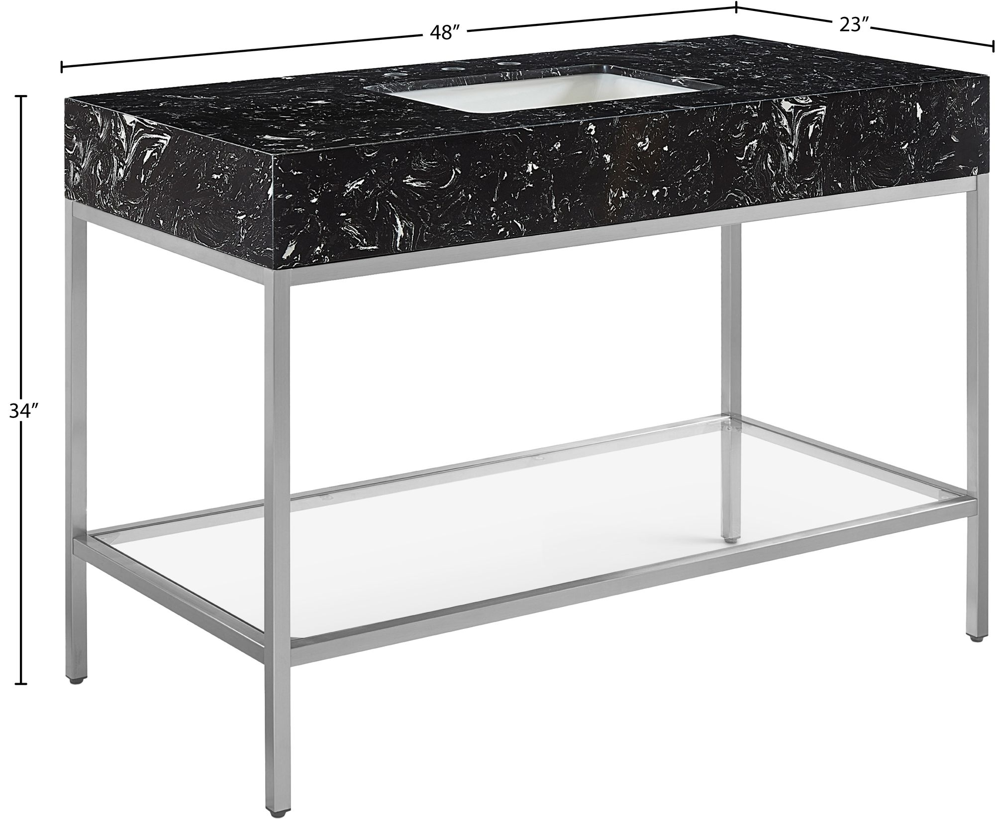 Marmo 48" Marble Single Bathroom Vanity with & Ceramic Sink