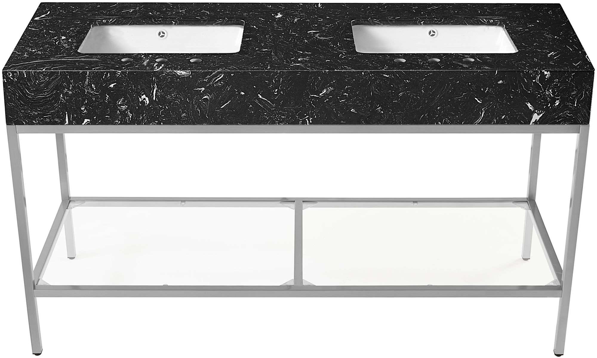 Marmo 60" Marble Double Bathroom Vanity with Ceramic Sinks