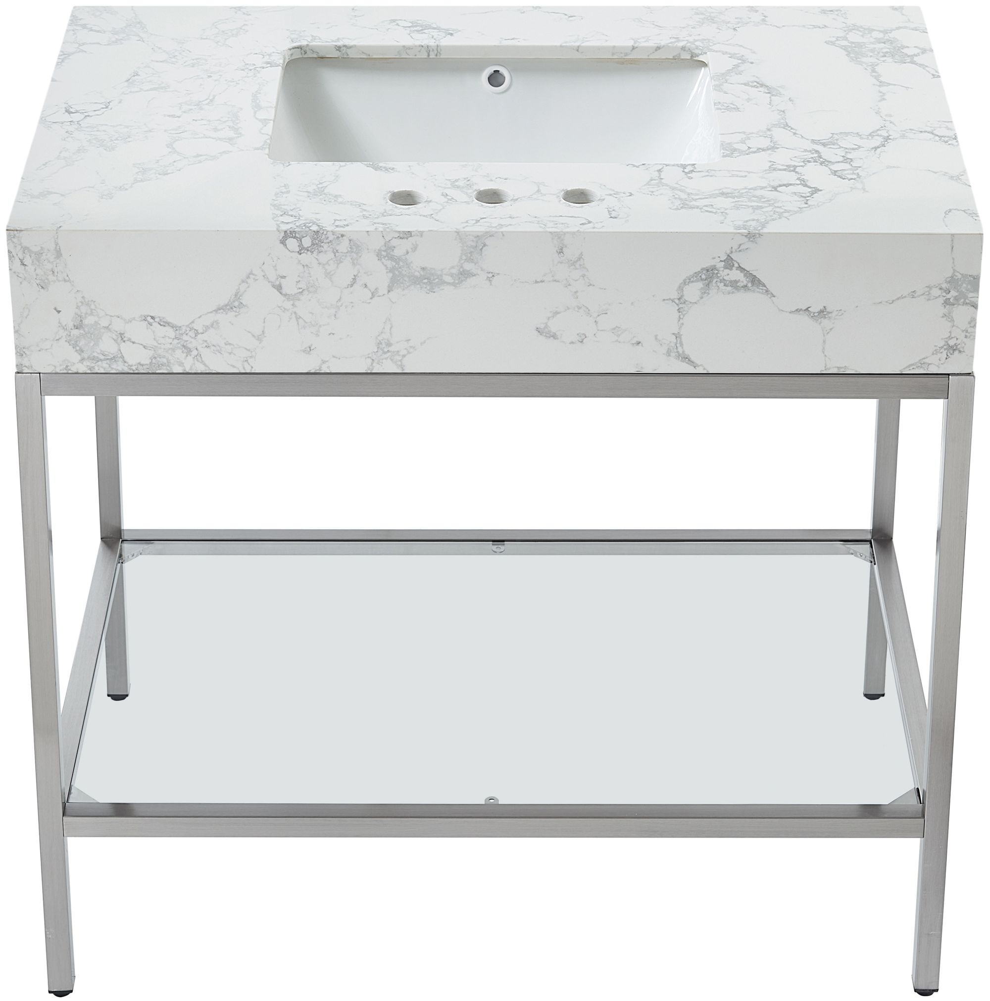 Marmo 36" Marble Single Bathroom Vanity with Ceramic Sink