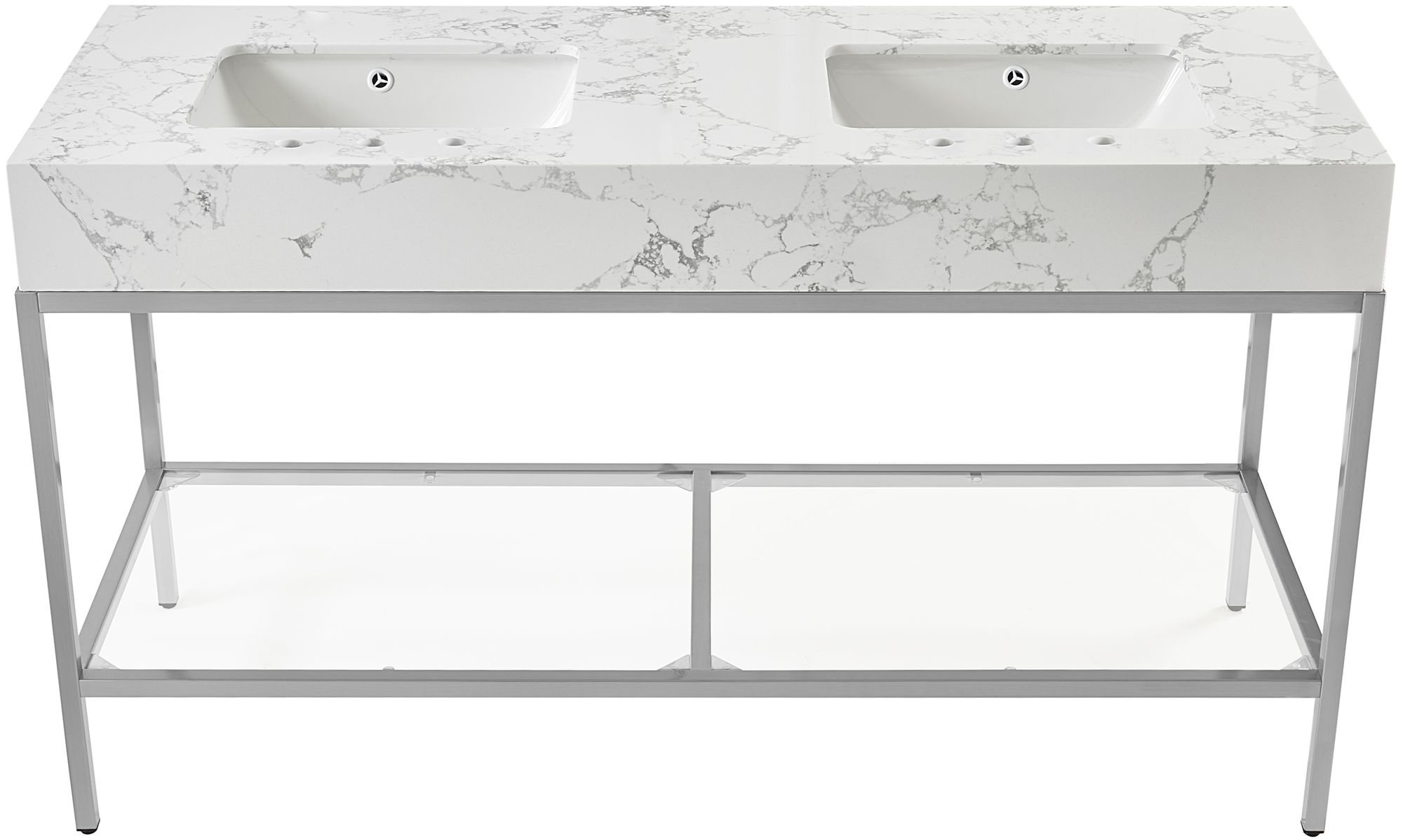 Marmo 60" Marble Double Bathroom Vanity with Chrome Base & Ceramic Sinks