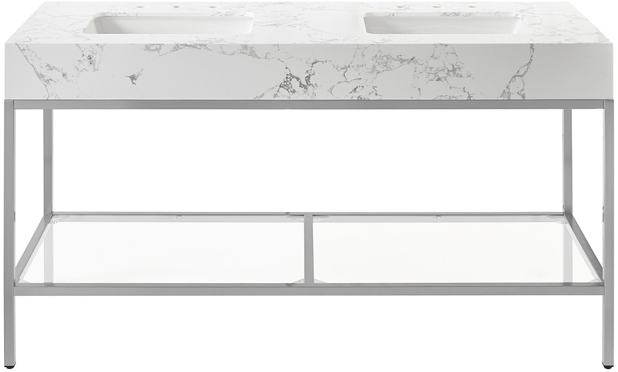 Marmo 60" Marble Double Bathroom Vanity with Chrome Base & Ceramic Sinks