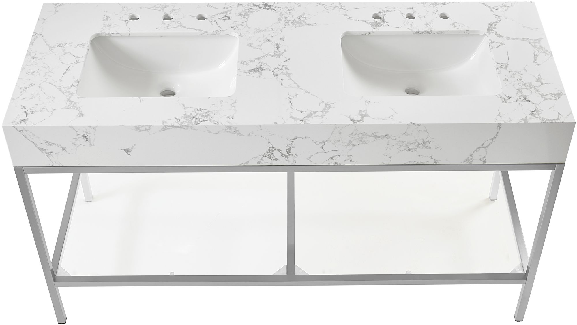 Marmo 60" Marble Double Bathroom Vanity with Chrome Base & Ceramic Sinks