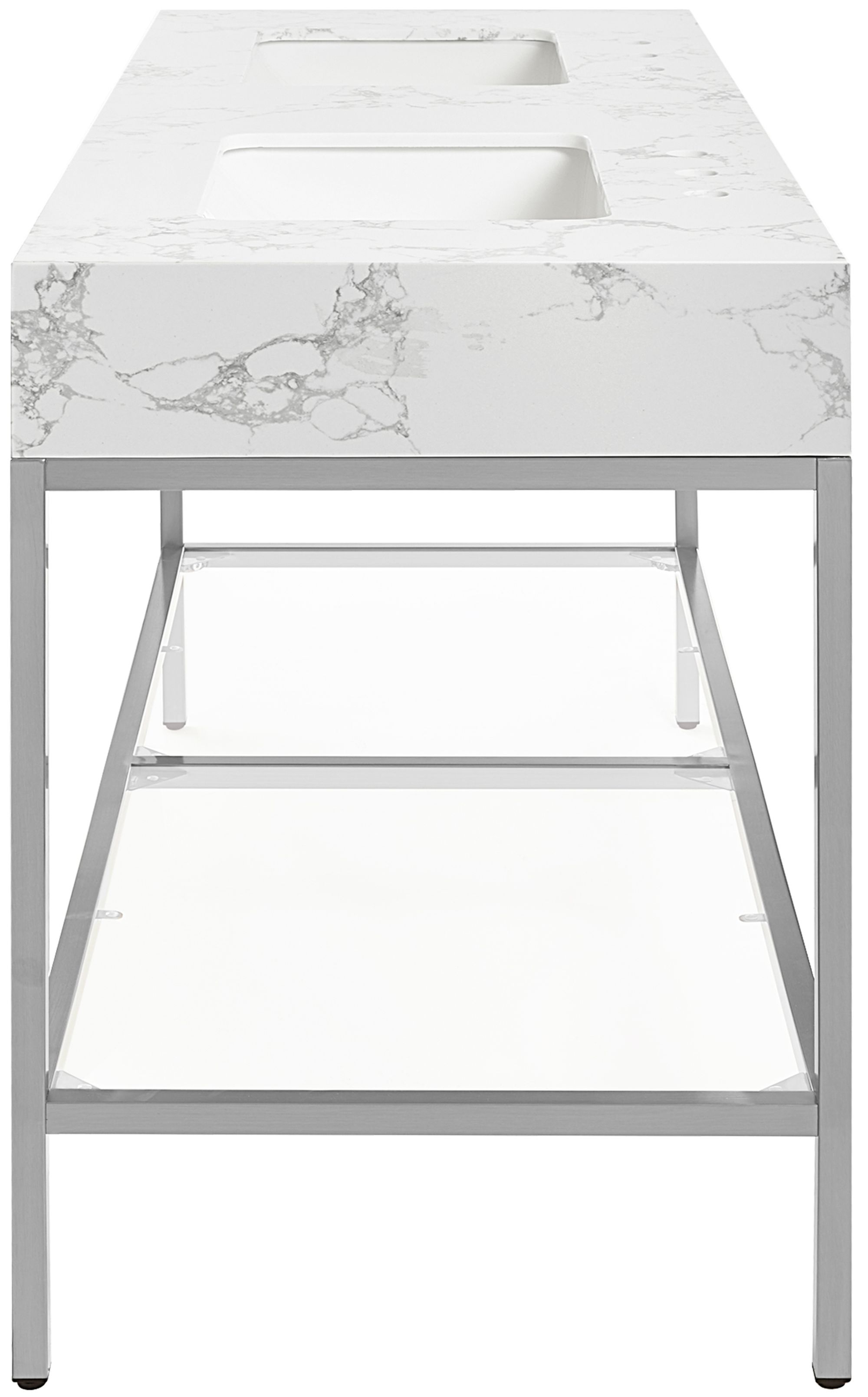Marmo 60" Marble Double Bathroom Vanity with Chrome Base & Ceramic Sinks