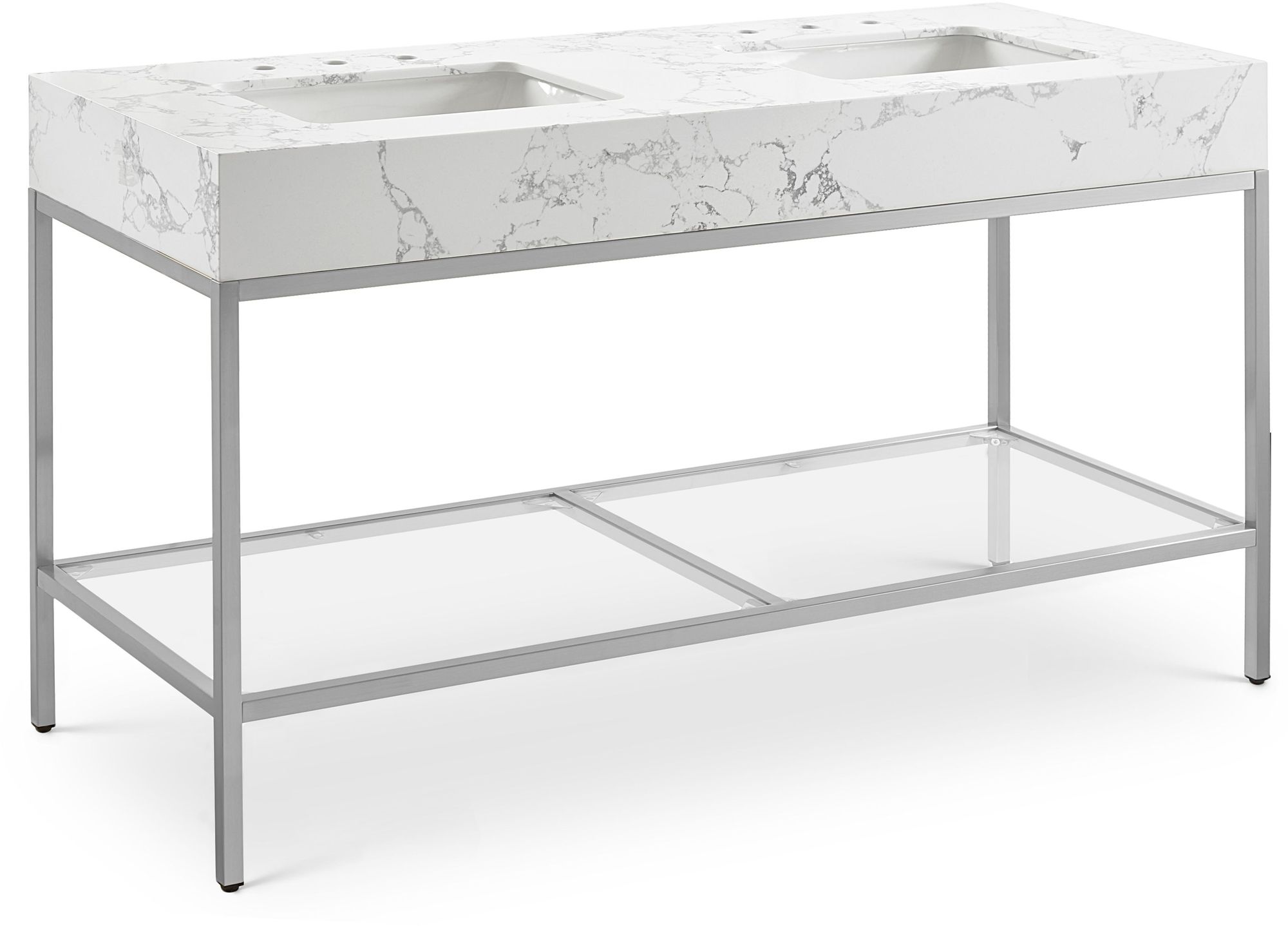 Marmo 60" Marble Double Bathroom Vanity with Chrome Base & Ceramic Sinks