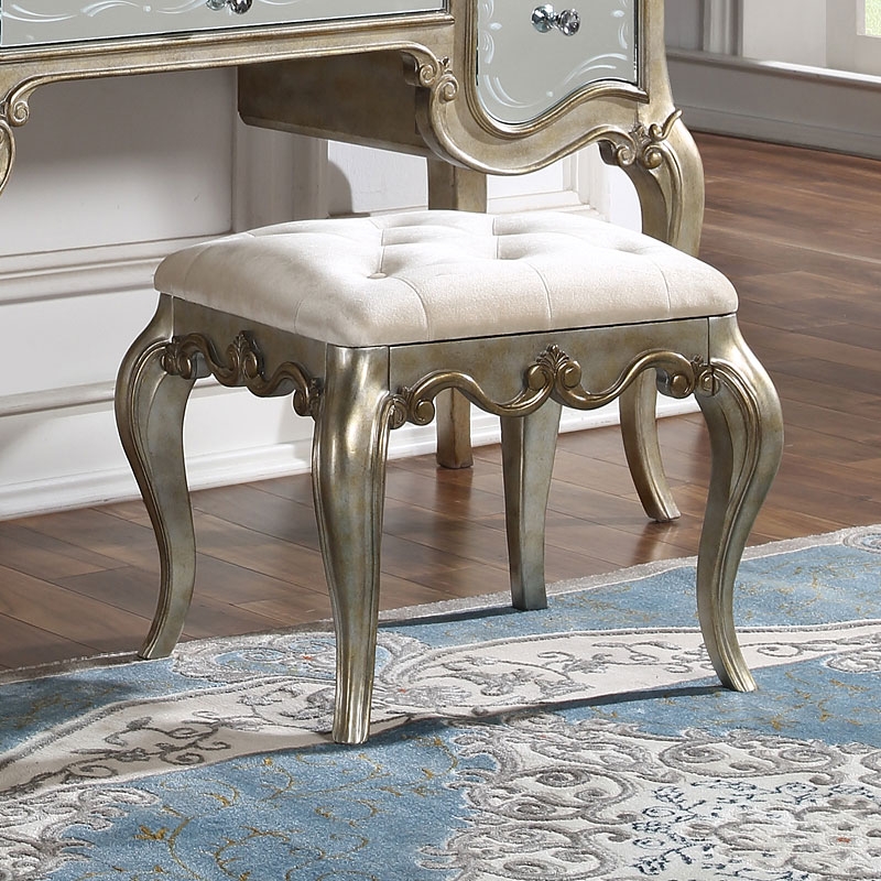 Esteban Fabric/Wood Vanity Stool