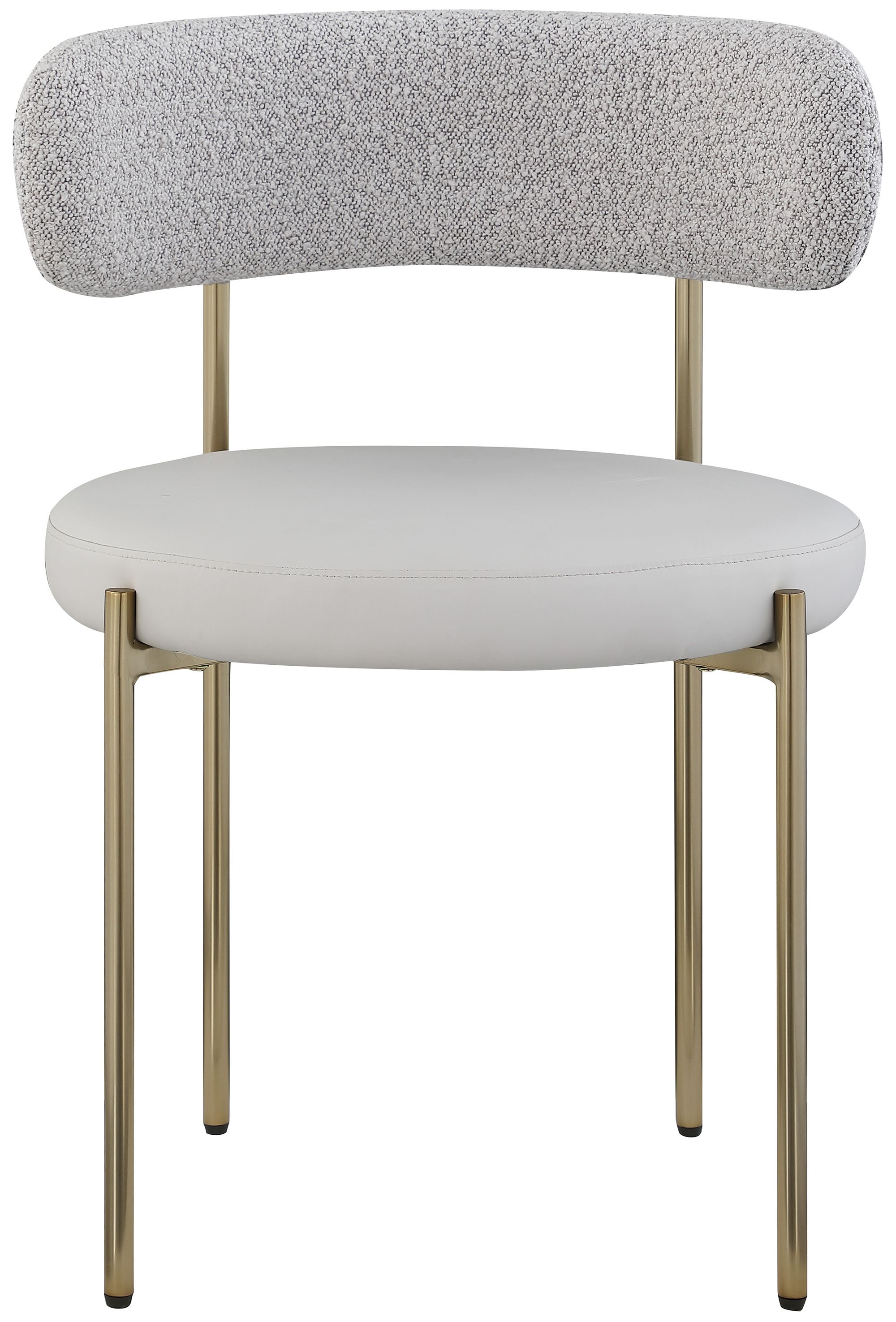 Beacon Faux Leather & Boucle Fabric Dining Chair with Brushed Brass Metal Frame