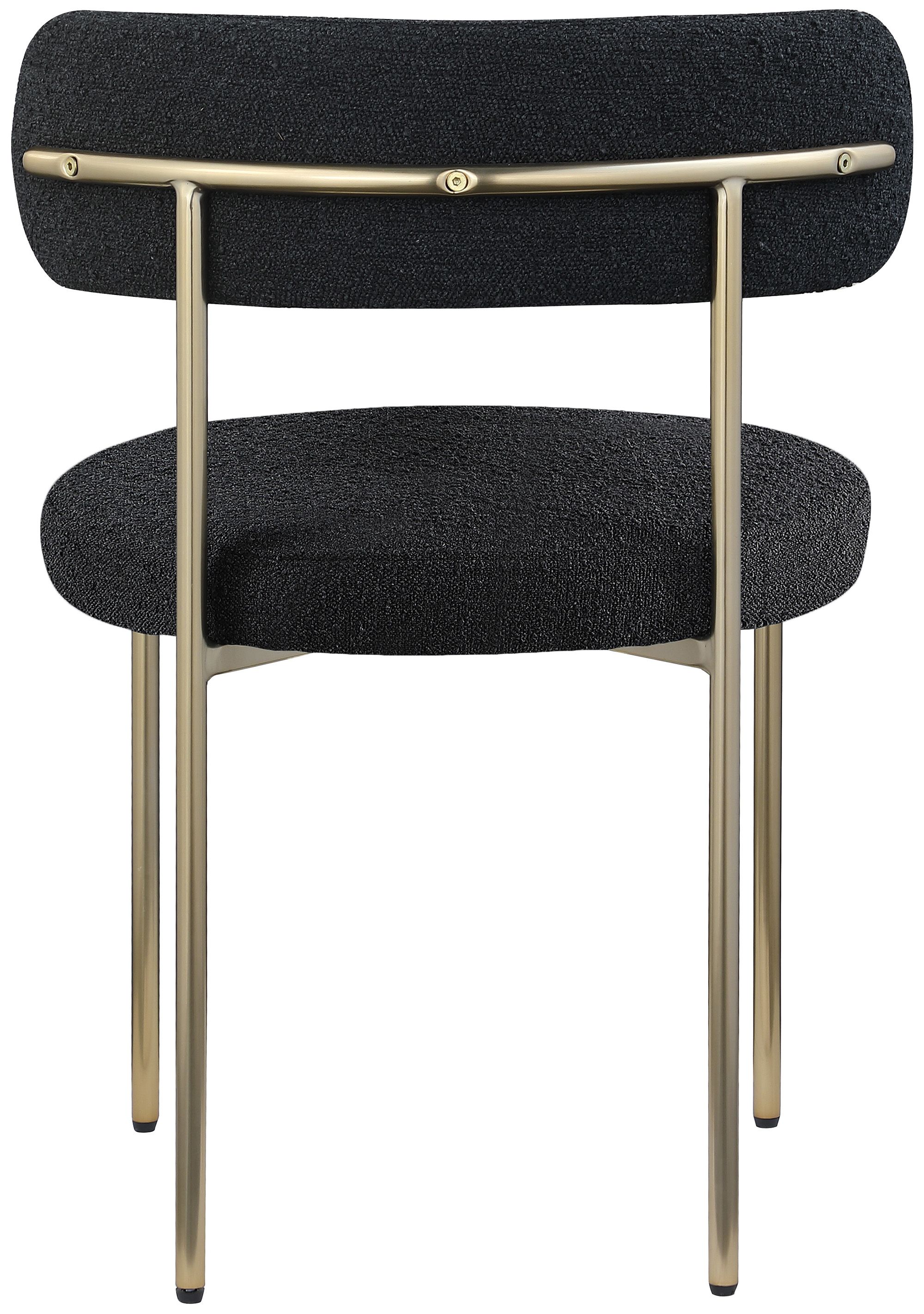 Beacon Boucle Fabric Dining Chair with Brushed Brass Metal Frame