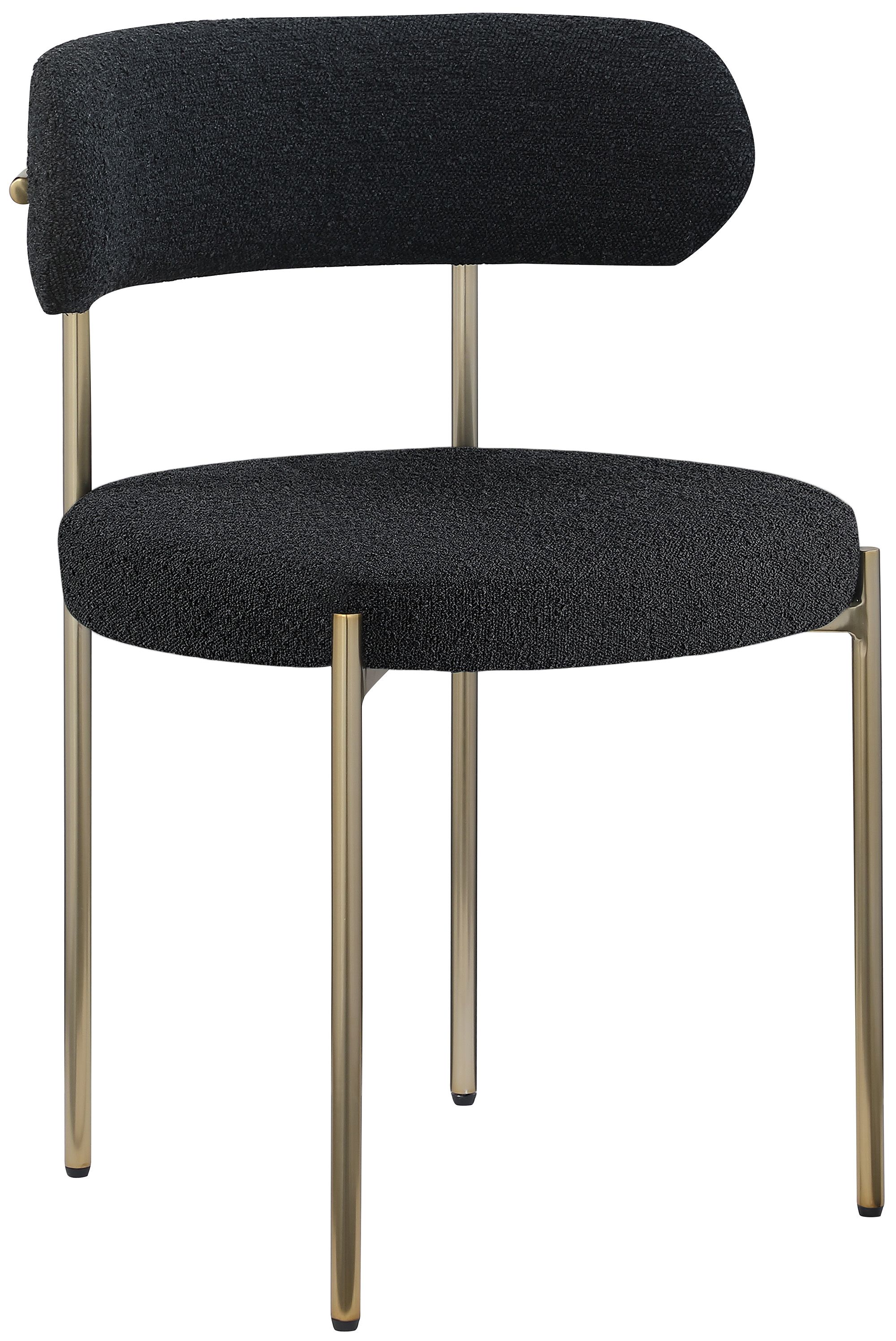 Beacon Boucle Fabric Dining Chair with Brushed Brass Metal Frame