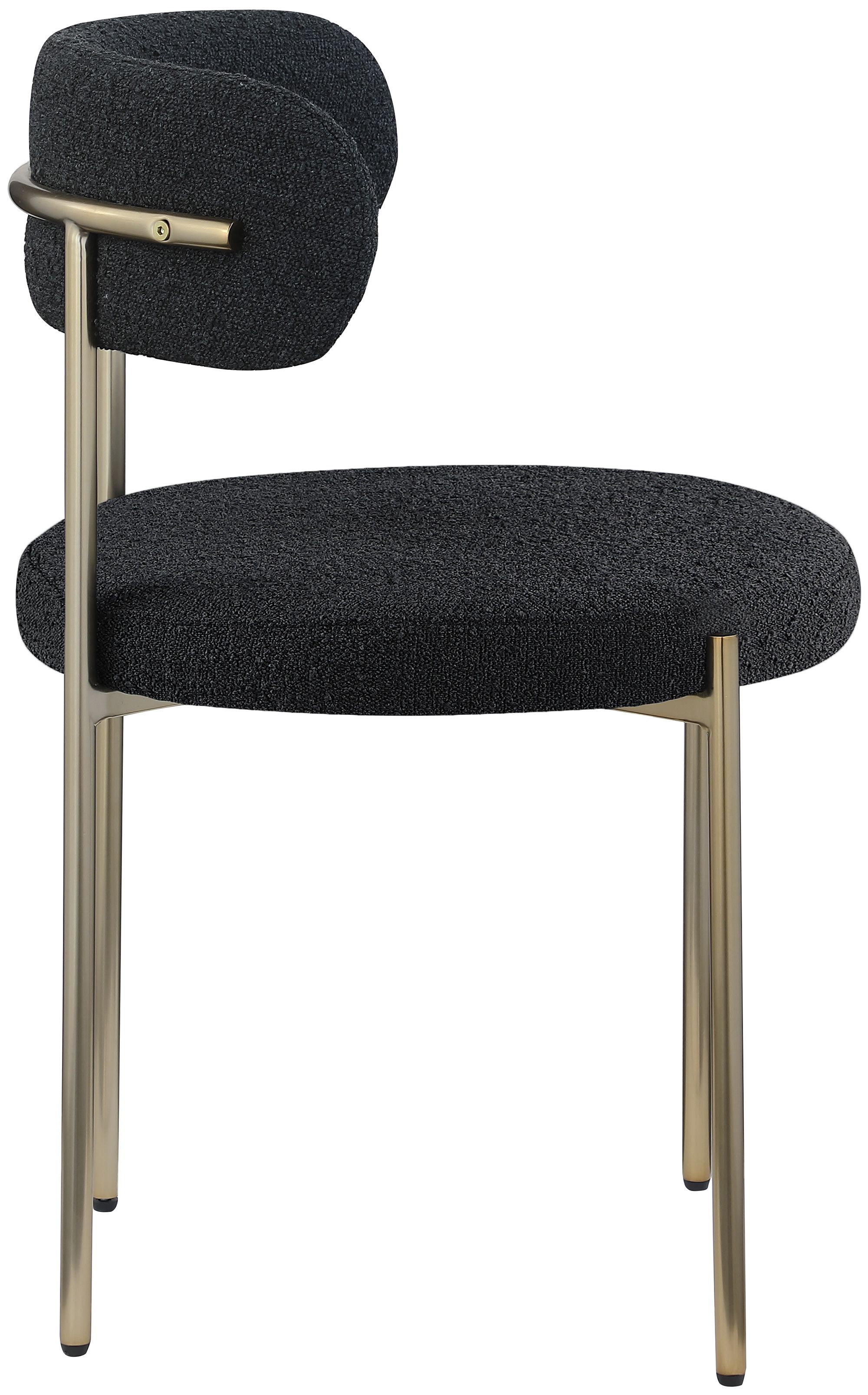 Beacon Boucle Fabric Dining Chair with Brushed Brass Metal Frame