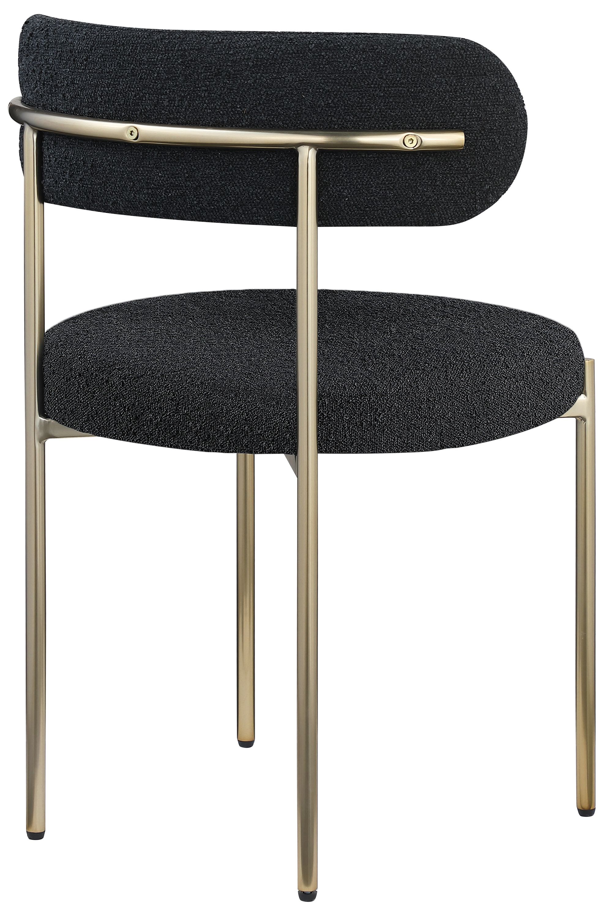 Beacon Boucle Fabric Dining Chair with Brushed Brass Metal Frame