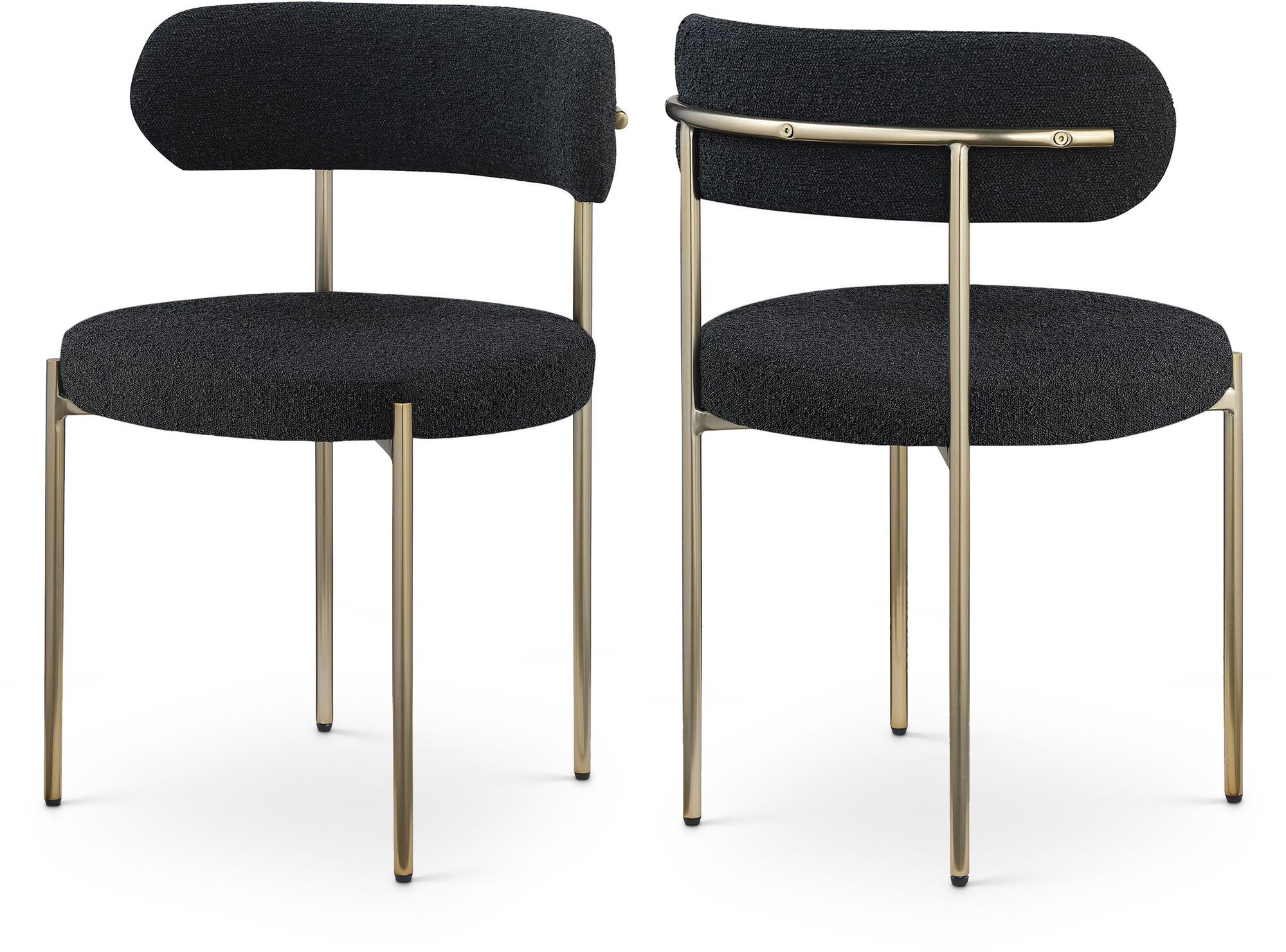 Beacon Boucle Fabric Dining Chair with Brushed Brass Metal Frame