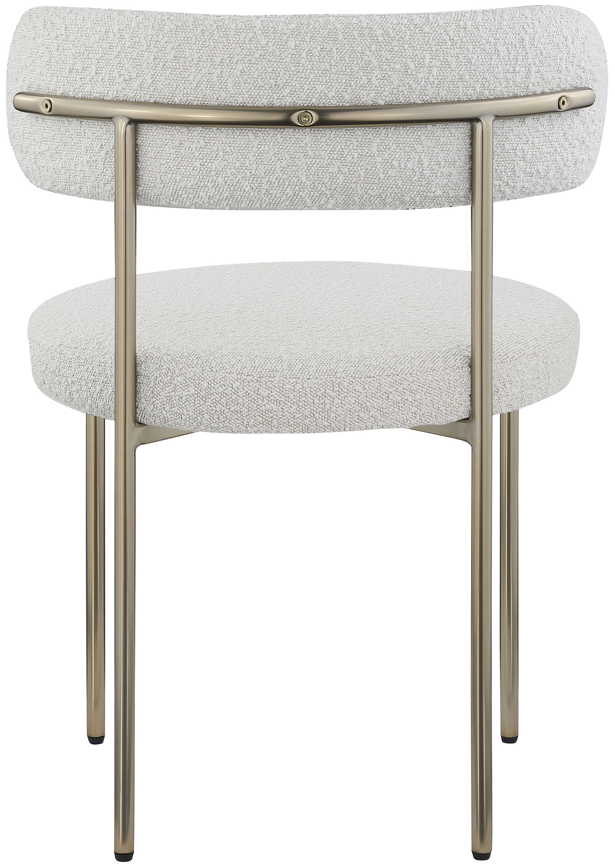 Beacon Boucle Fabric Dining Chair with Brushed Brass Metal Frame