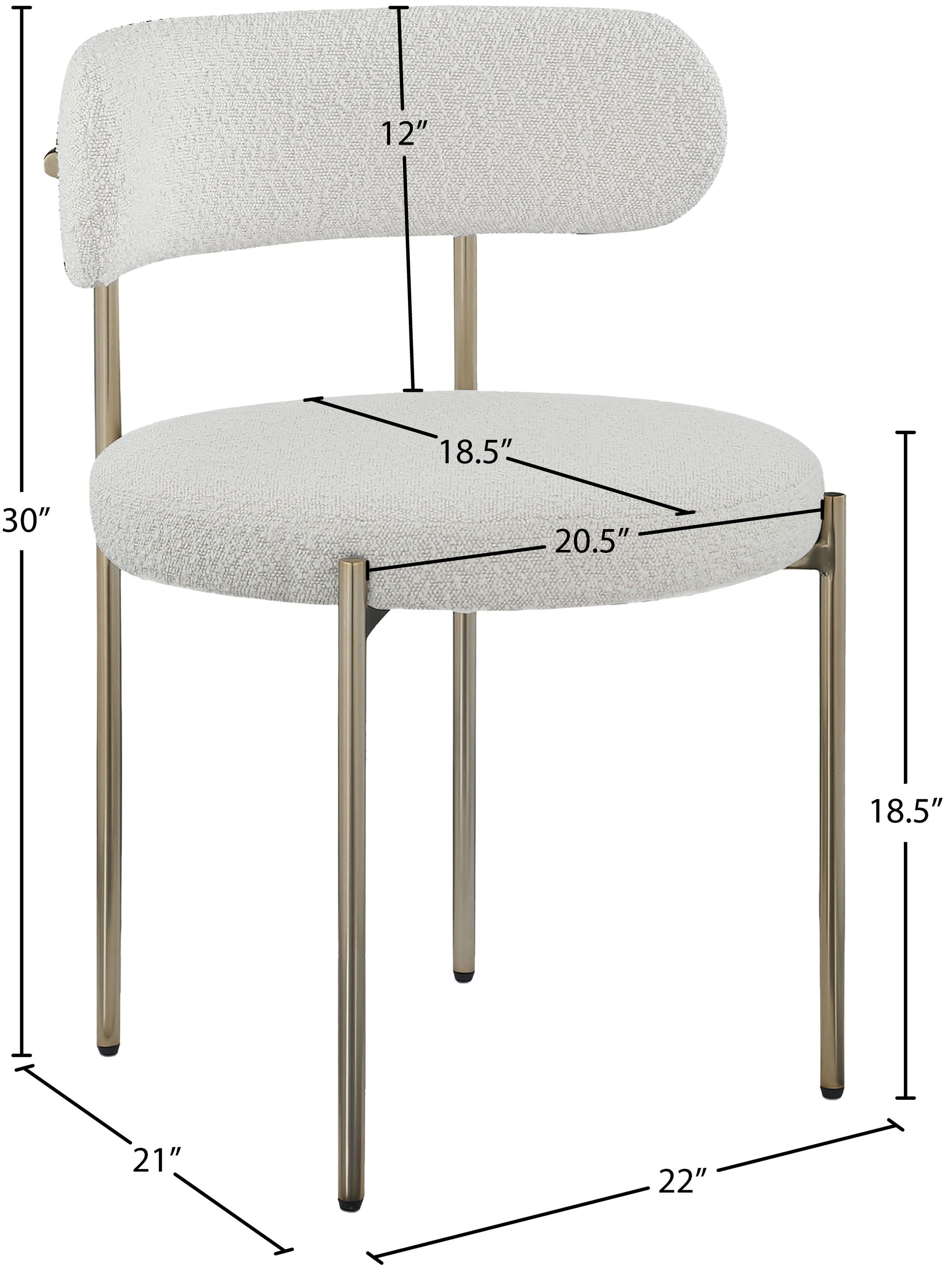Beacon Boucle Fabric Dining Chair with Brushed Brass Metal Frame