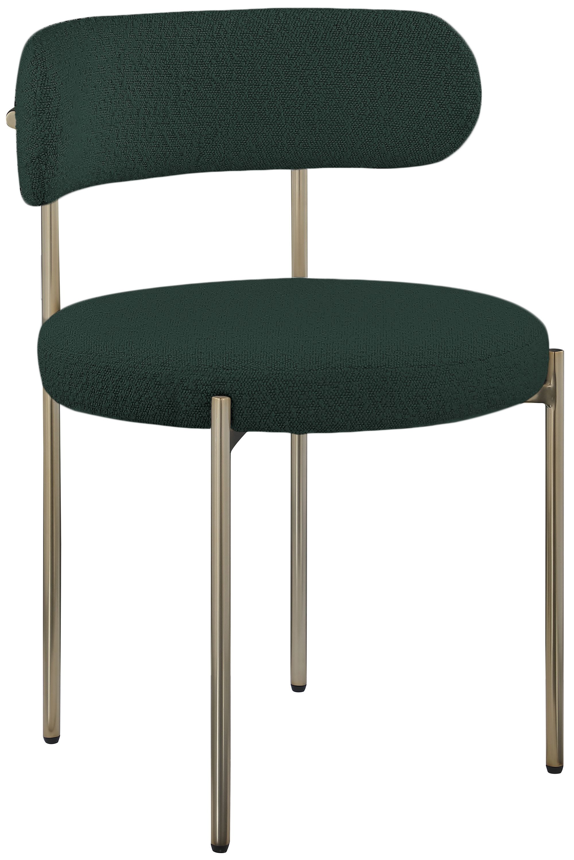Beacon Boucle Fabric Dining Chair with Brushed Brass Metal Frame