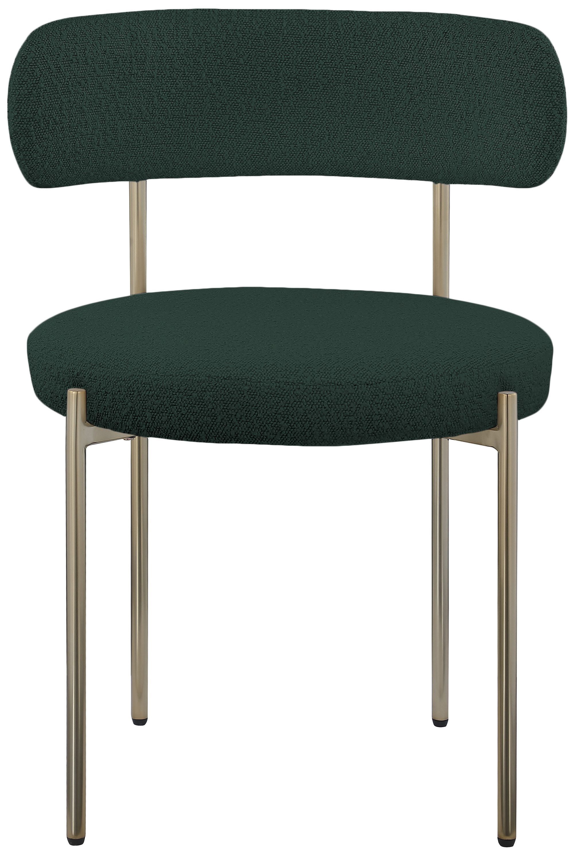 Beacon Boucle Fabric Dining Chair with Brushed Brass Metal Frame