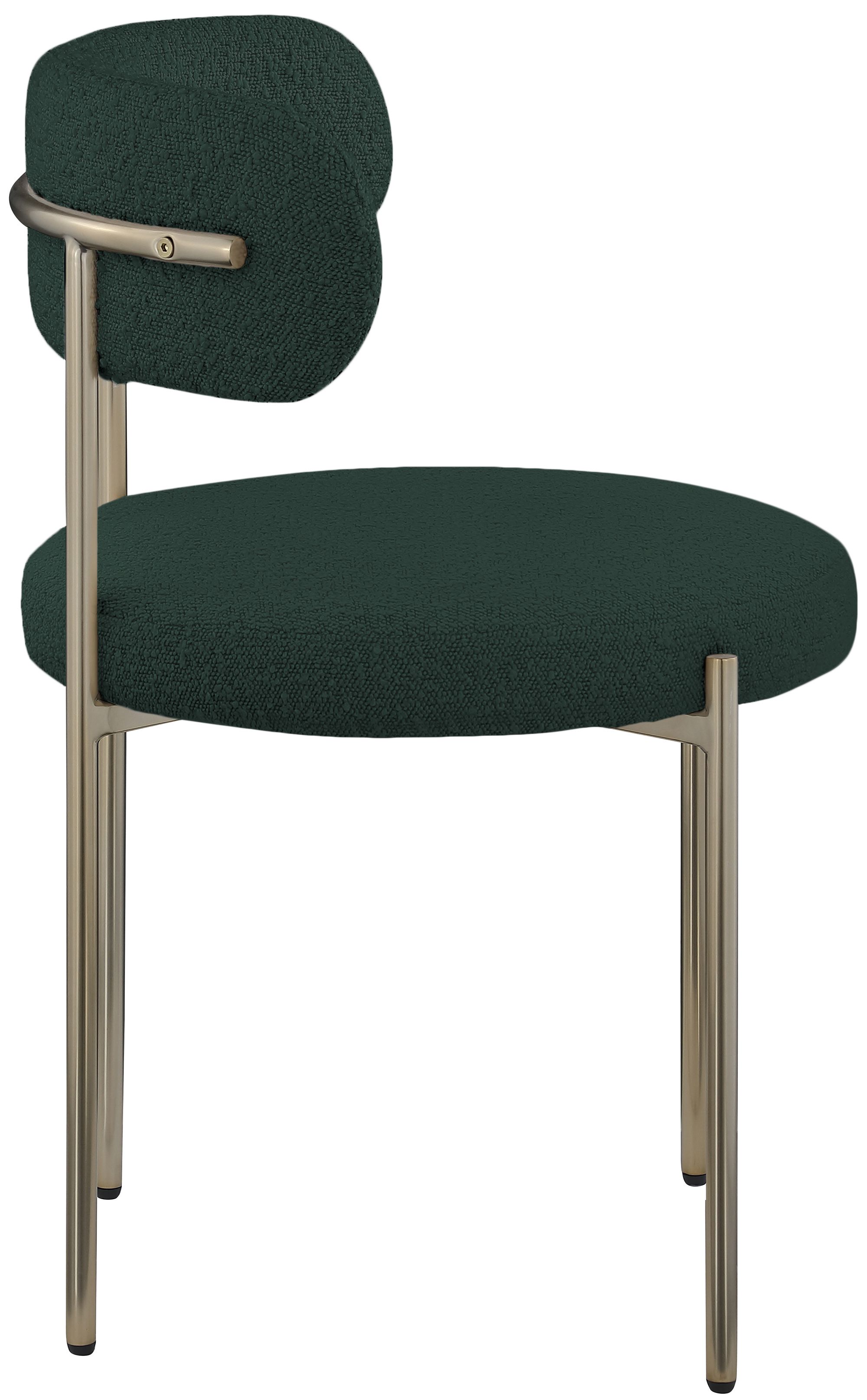 Beacon Boucle Fabric Dining Chair with Brushed Brass Metal Frame