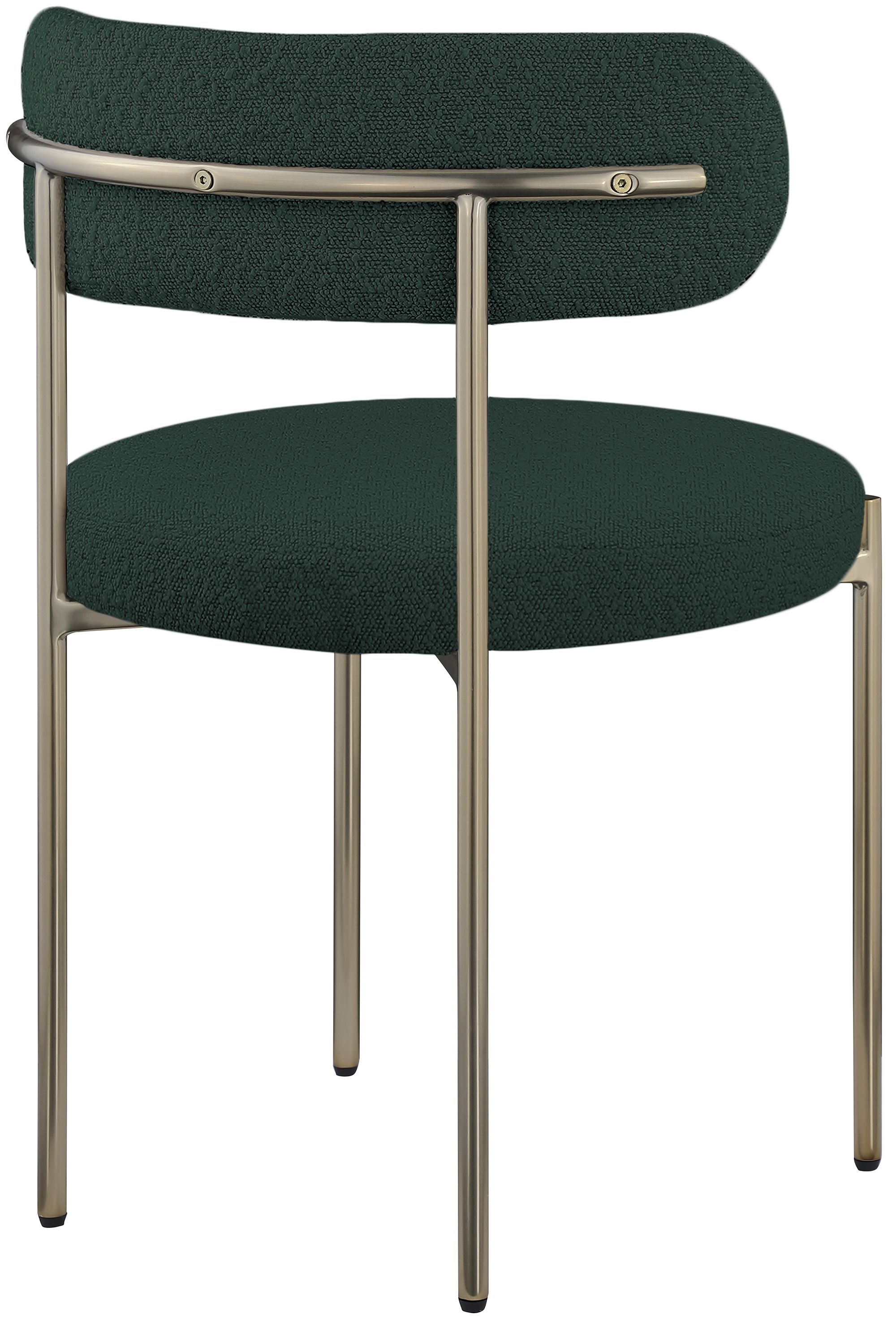 Beacon Boucle Fabric Dining Chair with Brushed Brass Metal Frame