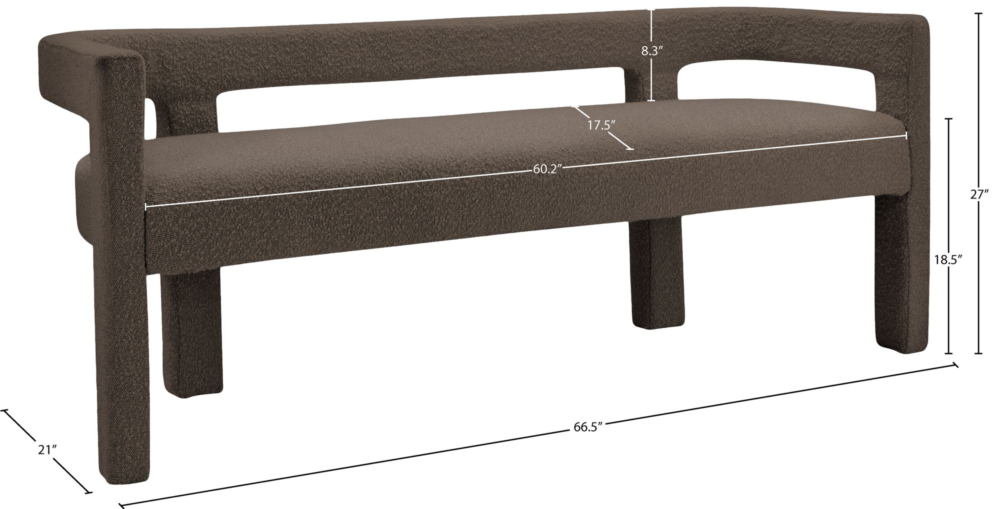 Athena Boucle Fabric Bench