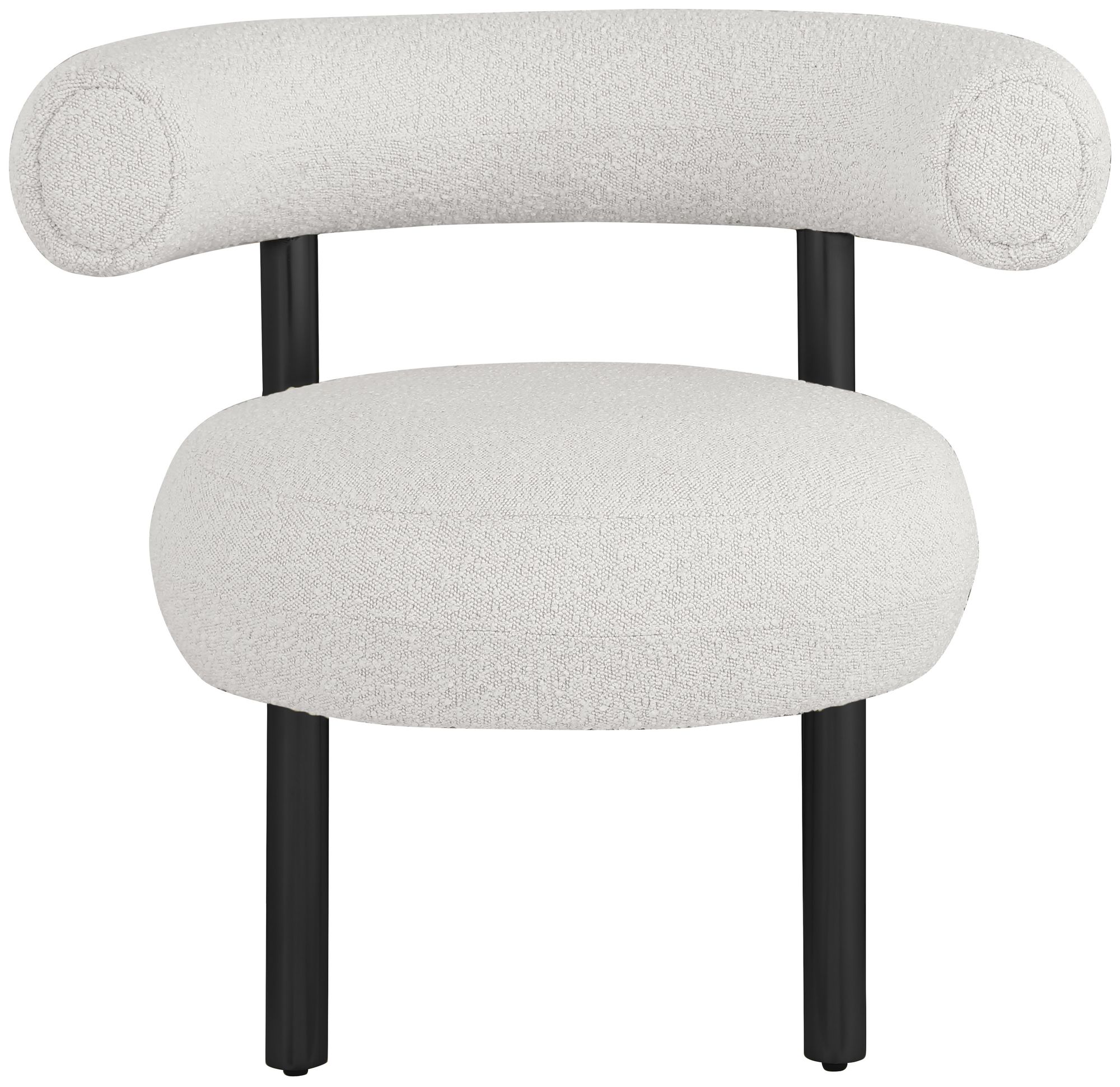 Bordeaux Boucle Fabric Accent Chair with Matte Black Base