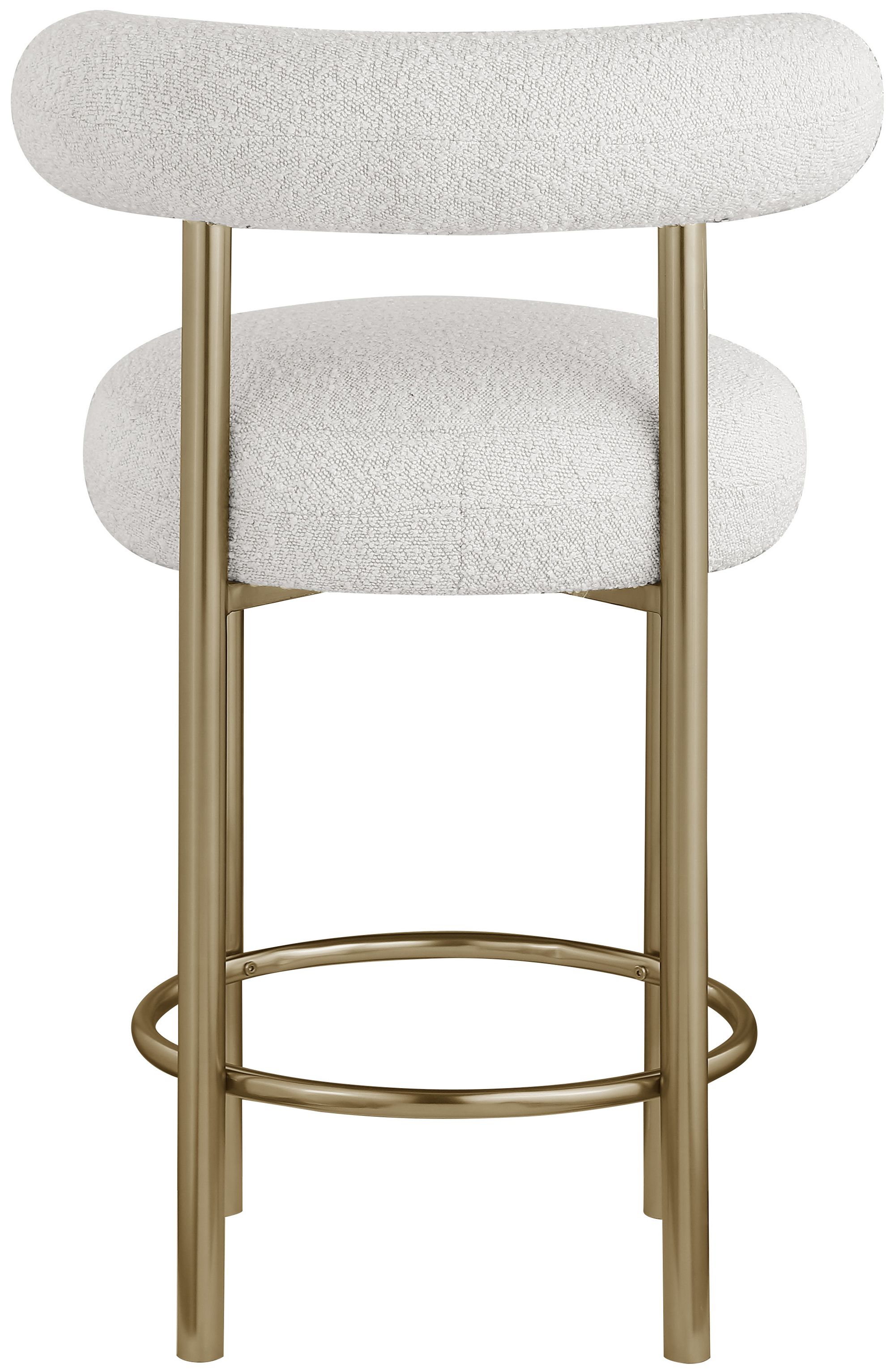 Bordeaux Boucle Fabric Stool with Brushed Brass Base