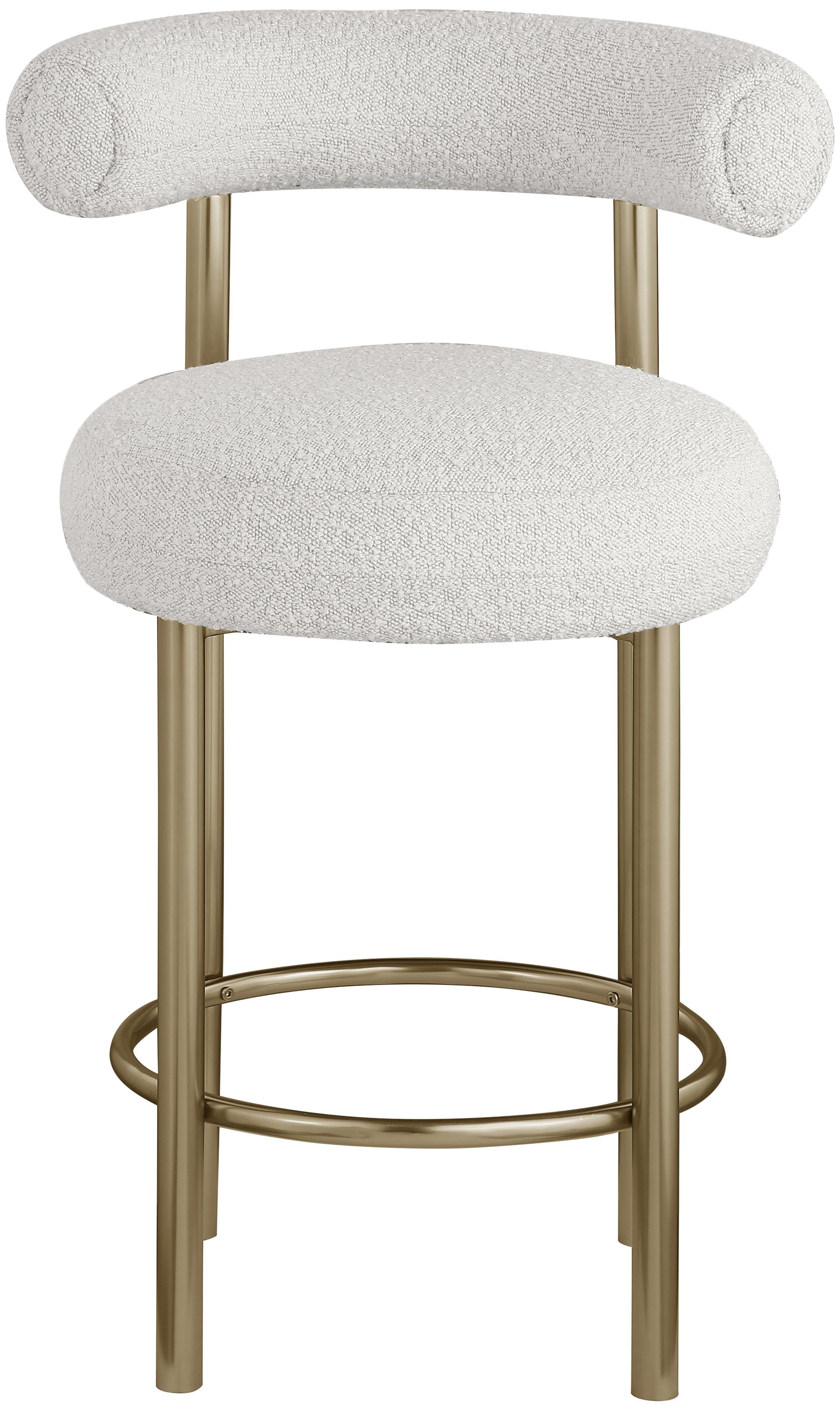 Bordeaux Boucle Fabric Stool with Brushed Brass Base