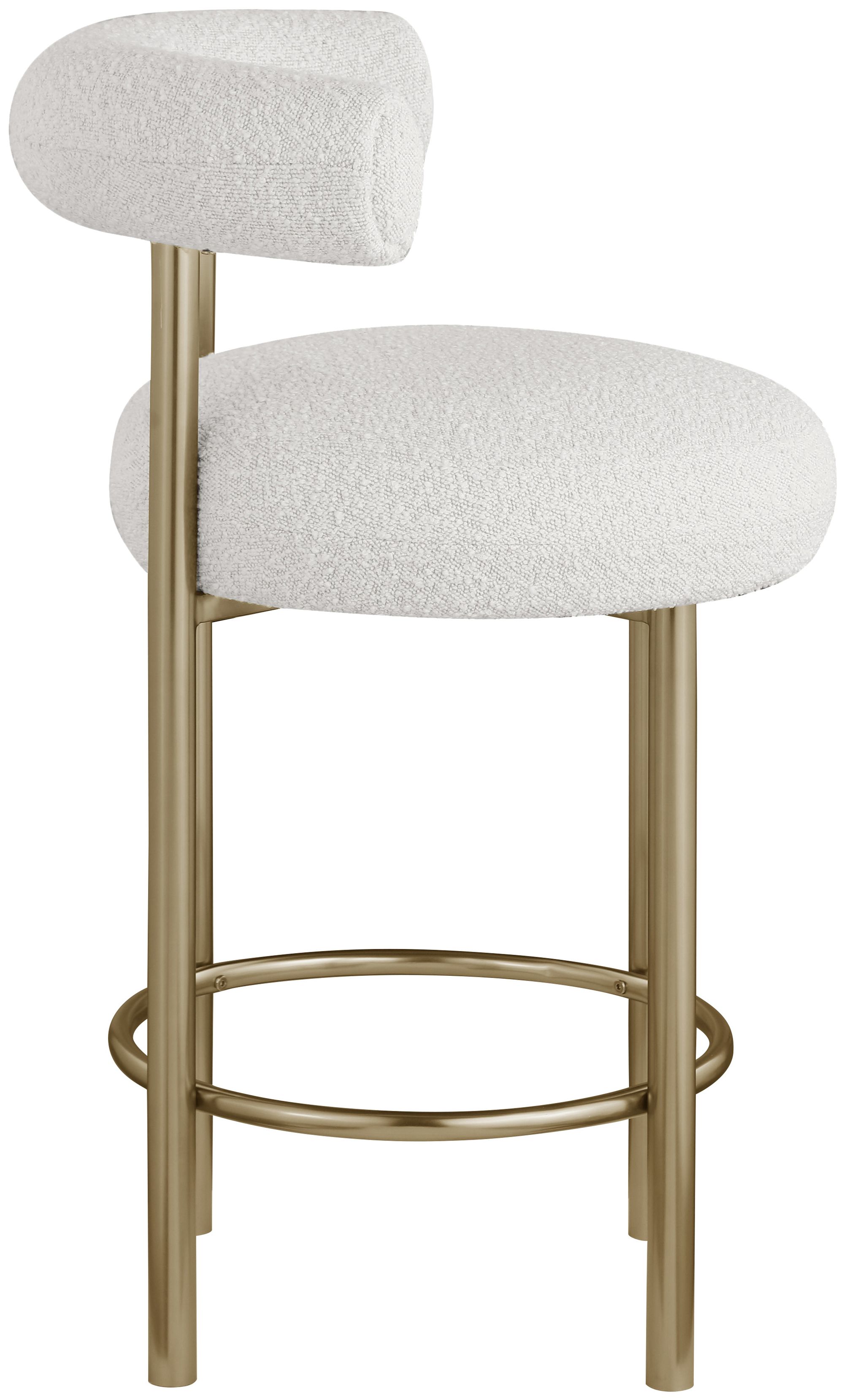 Bordeaux Boucle Fabric Stool with Brushed Brass Base