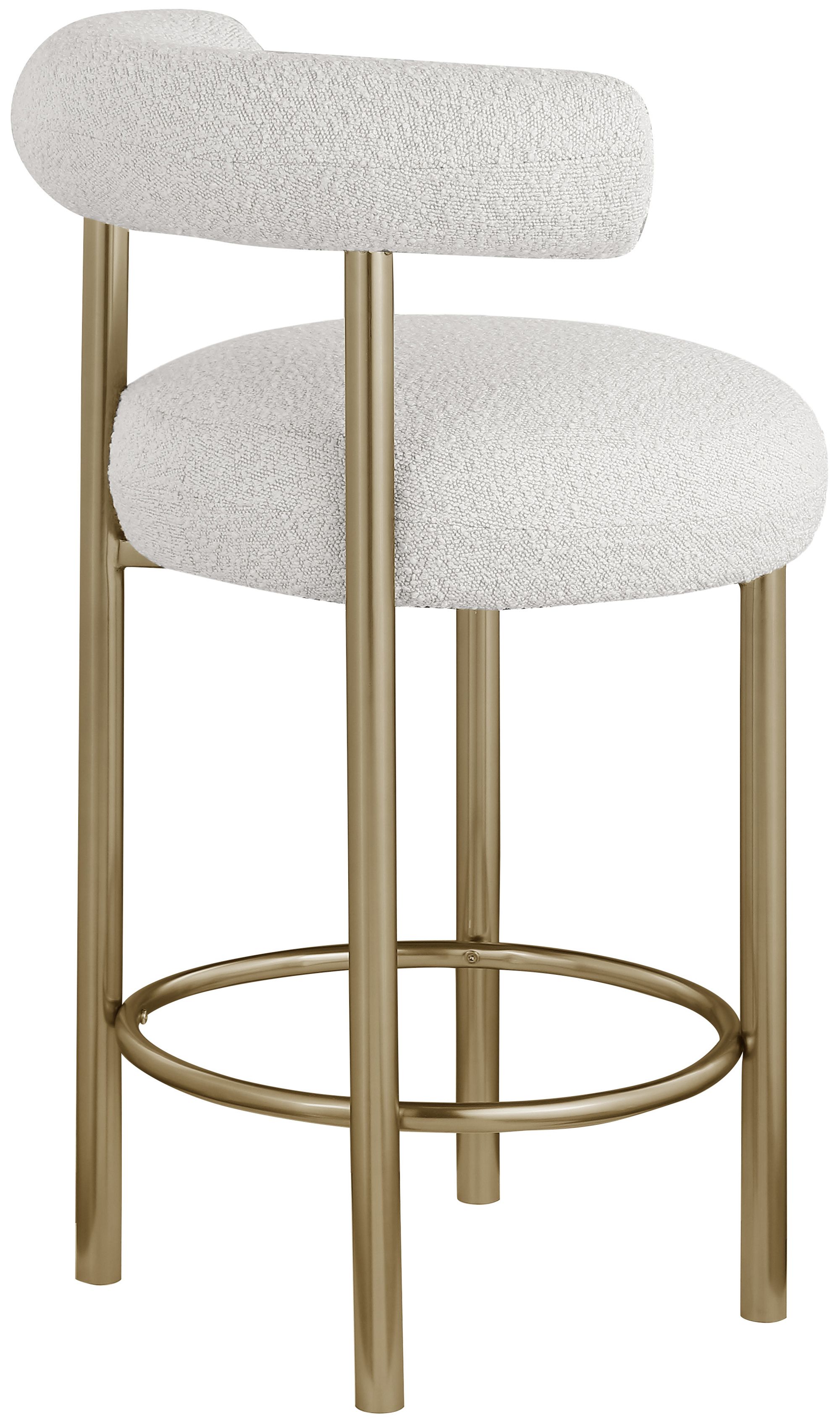 Bordeaux Boucle Fabric Stool with Brushed Brass Base