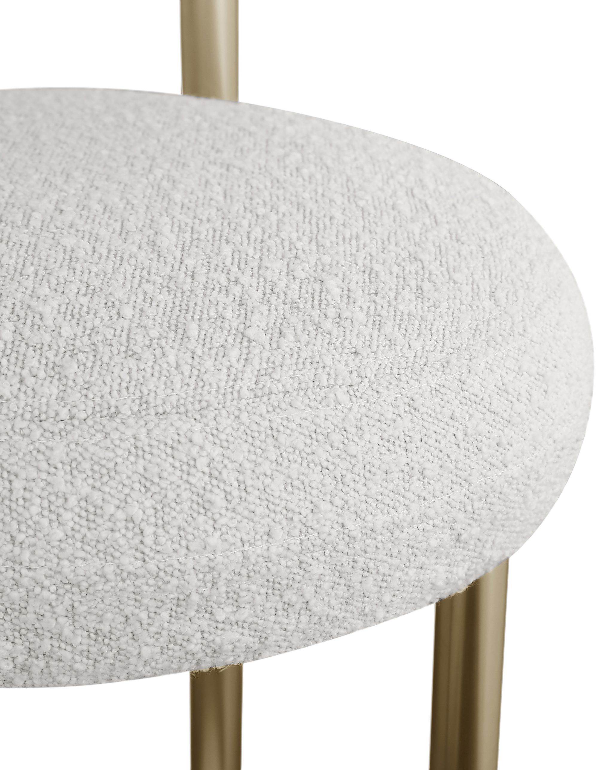 Bordeaux Boucle Fabric Stool with Brushed Brass Base